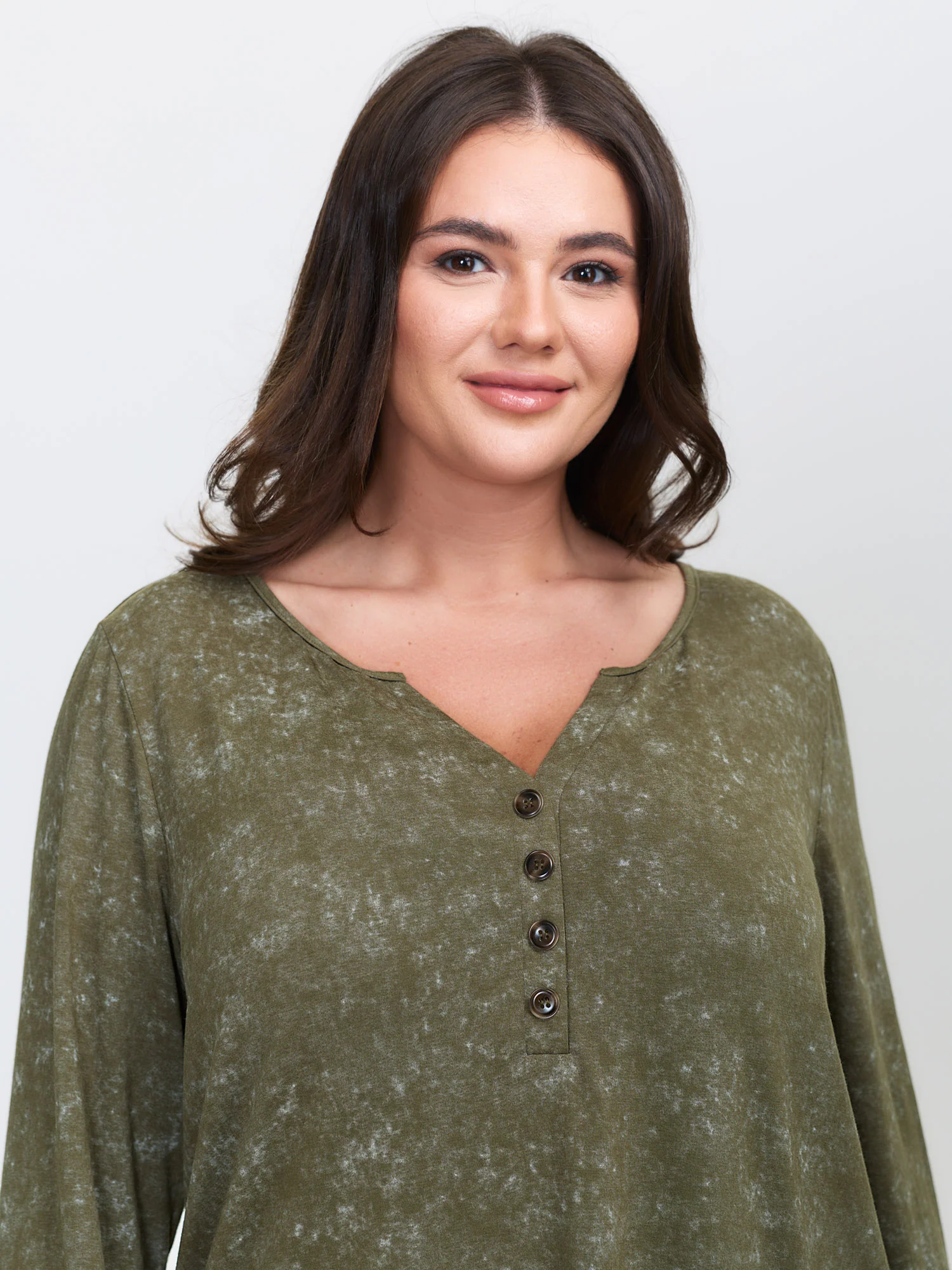 Snowflake Effect Button Detail T-Shirt - Image 2
