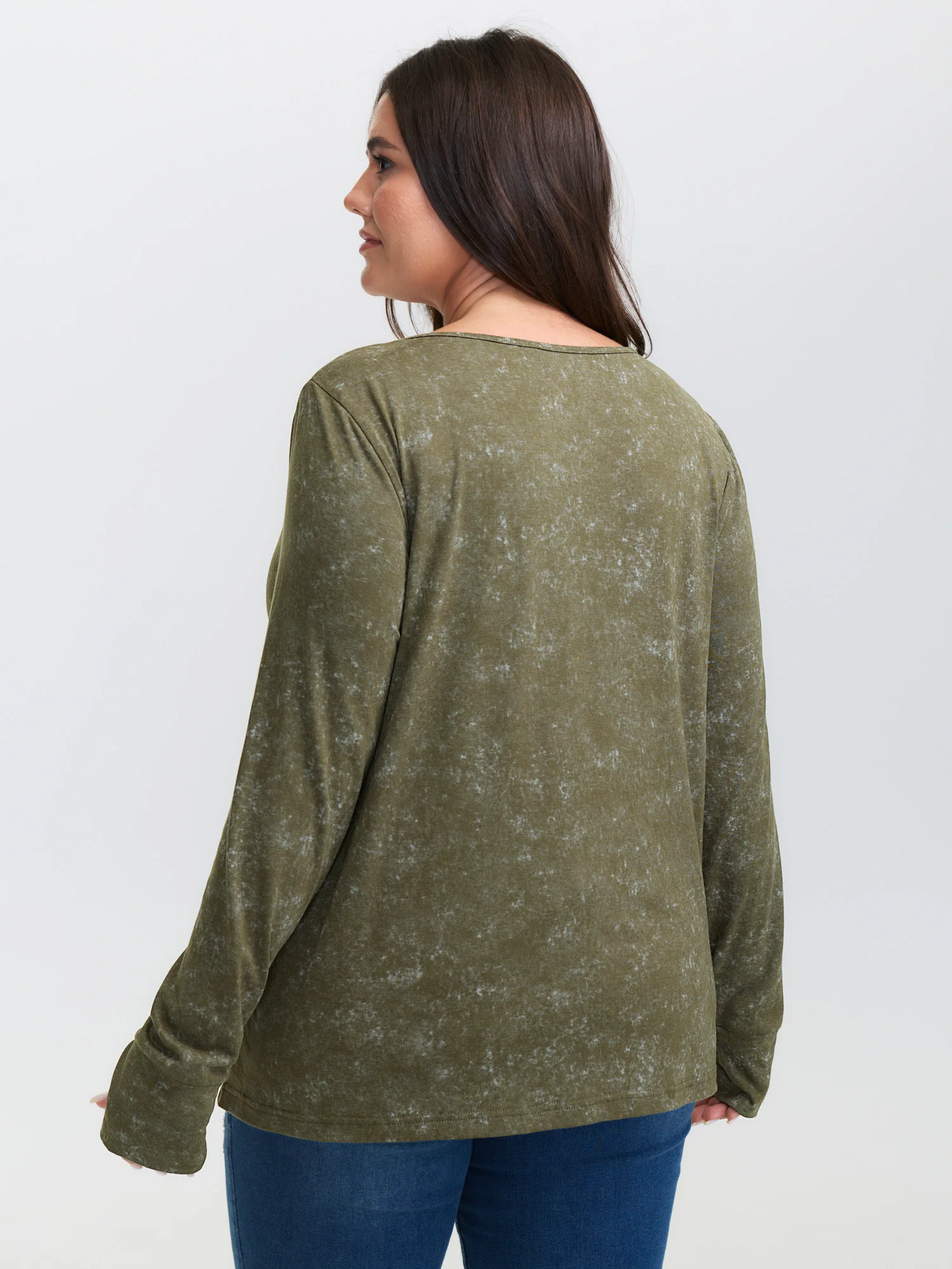Snowflake Effect Button Detail T-Shirt - Image 5
