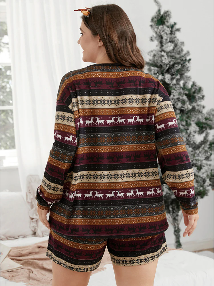 Snowflake & Elk Print Pajama Set - Image 3