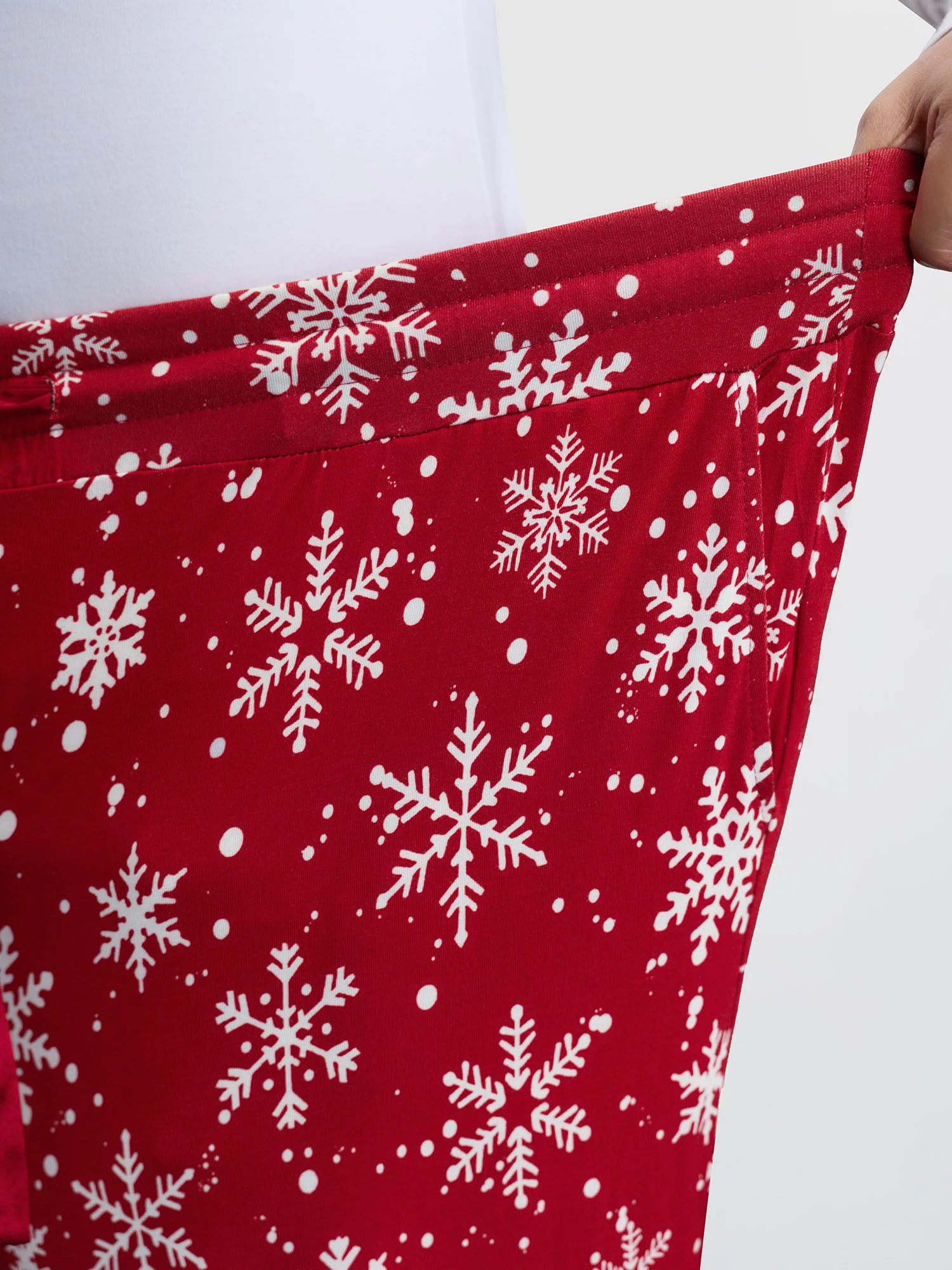 Snowflake Pattern Drawstring Waist Lounge Bottoms - Image 3