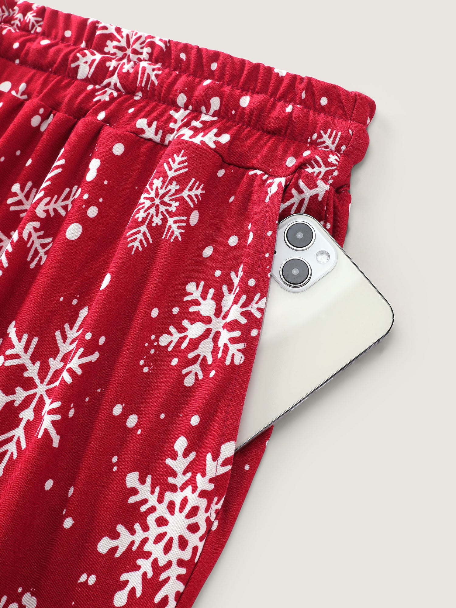 Snowflake Pattern Drawstring Waist Lounge Bottoms - Image 6