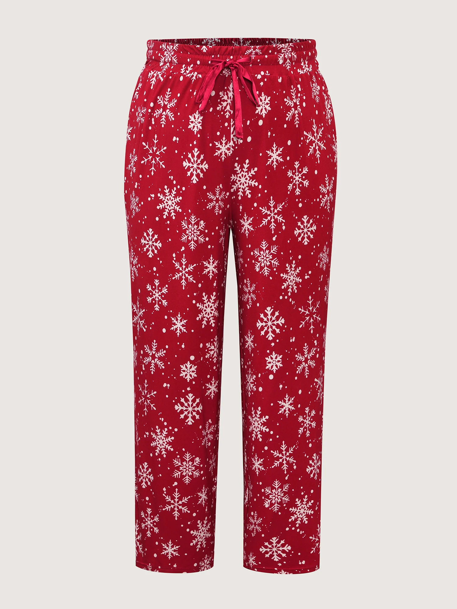 Snowflake Pattern Drawstring Waist Lounge Bottoms - Image 8