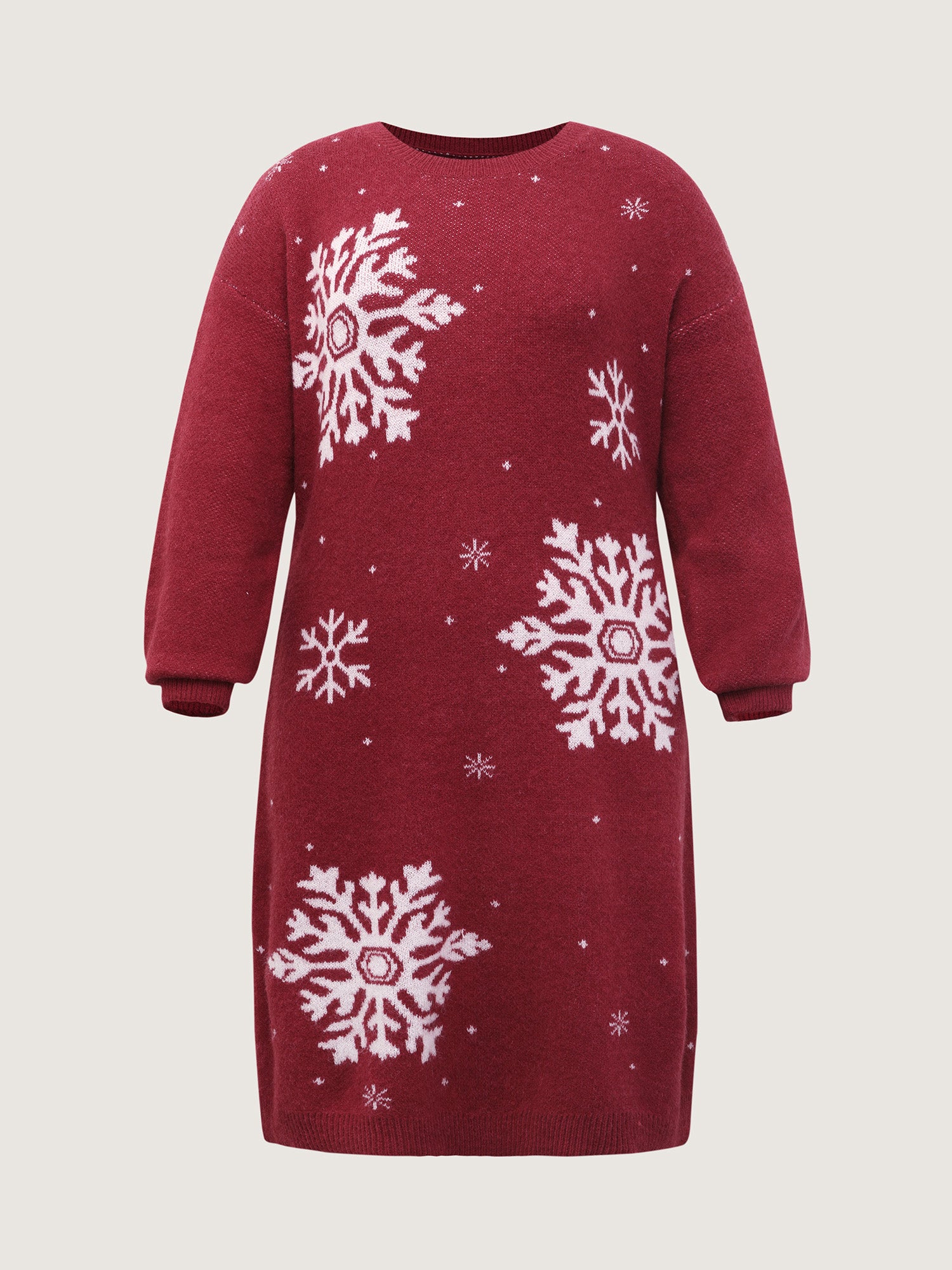 Snowflake Pattern Drop Shoulder Sweater Dress - Image 7