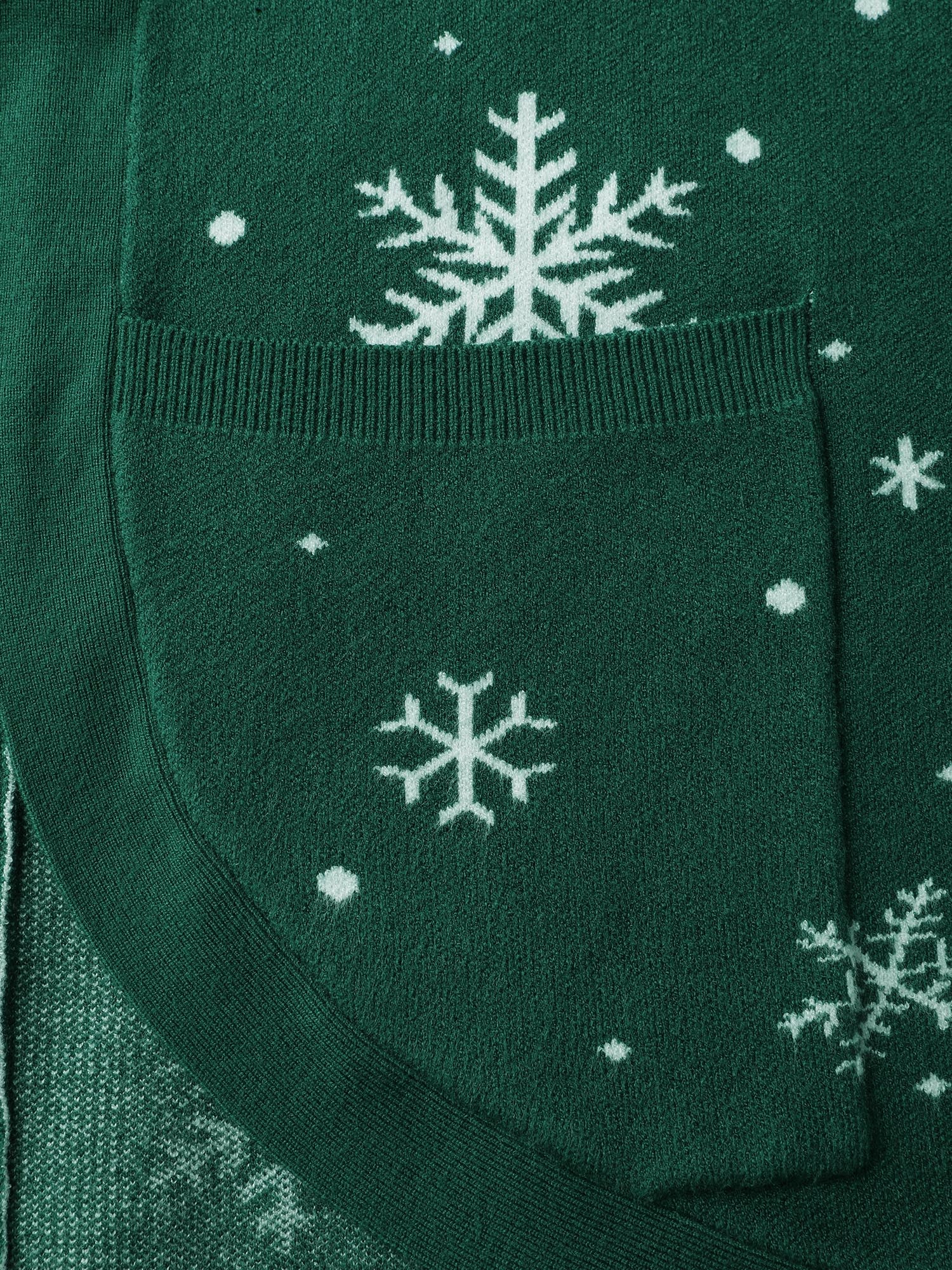 Snowflake Pattern Pockets Curvy Hem Knit Cardigan - Image 5