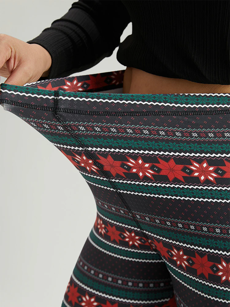 Snowflake Striped Very Stretchy Ankle Leggings - Image 6