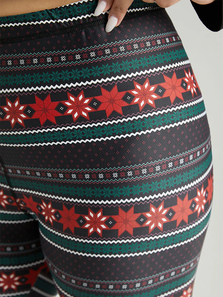 Snowflake Striped Very Stretchy Ankle Leggings - Image 7