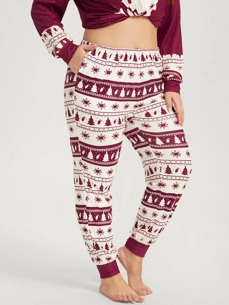 Snowflake & Tree Print Pocket Pajama Bottoms - Image 3
