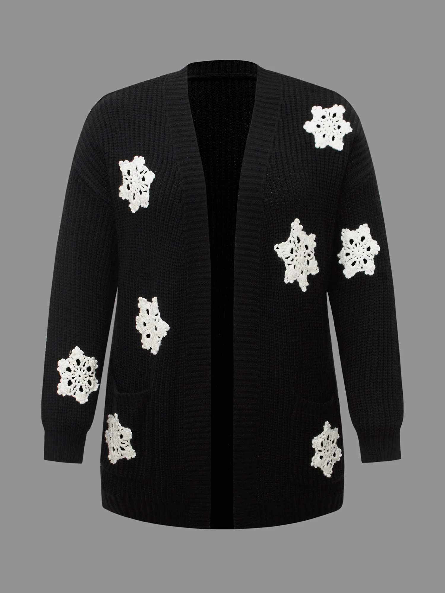 Snowflakes Embroidered Open Cardigan - Image 8