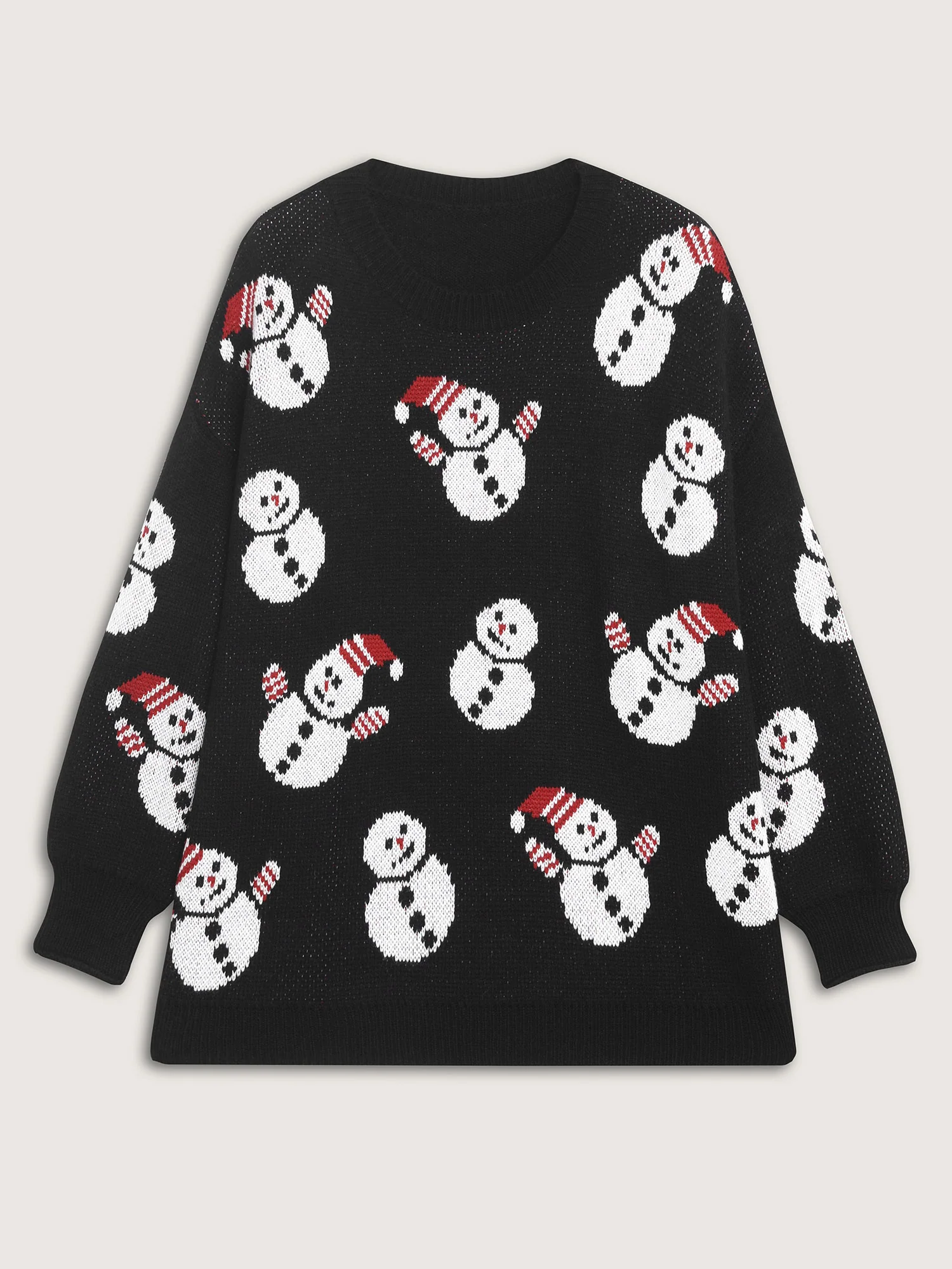 Snowman Jacquard Round Neck Pullover - Image 5