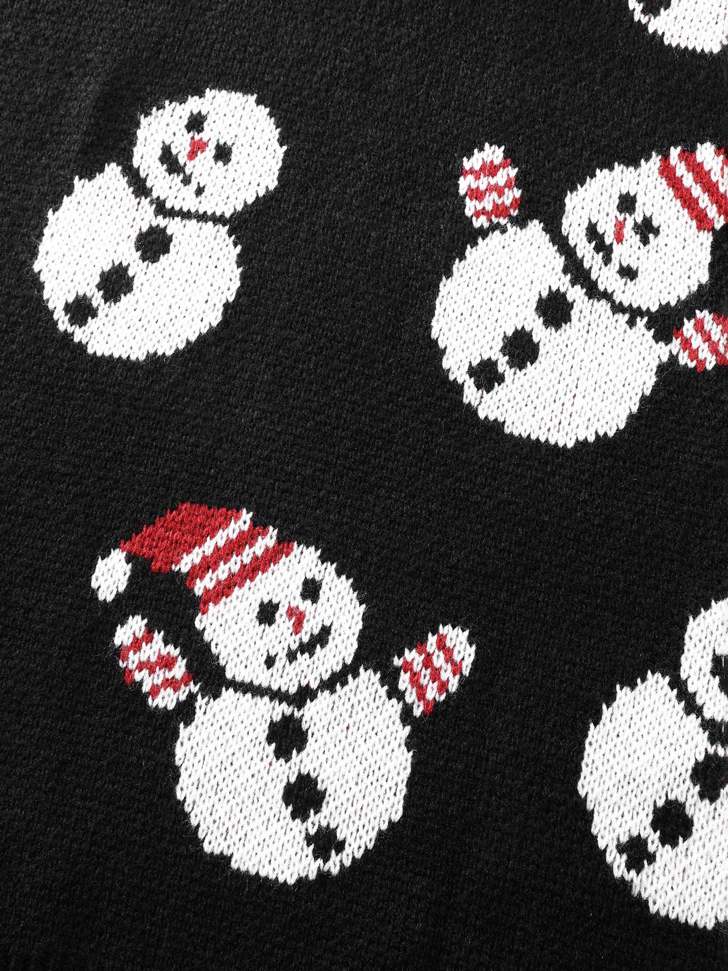 Snowman Jacquard Round Neck Pullover - Image 6