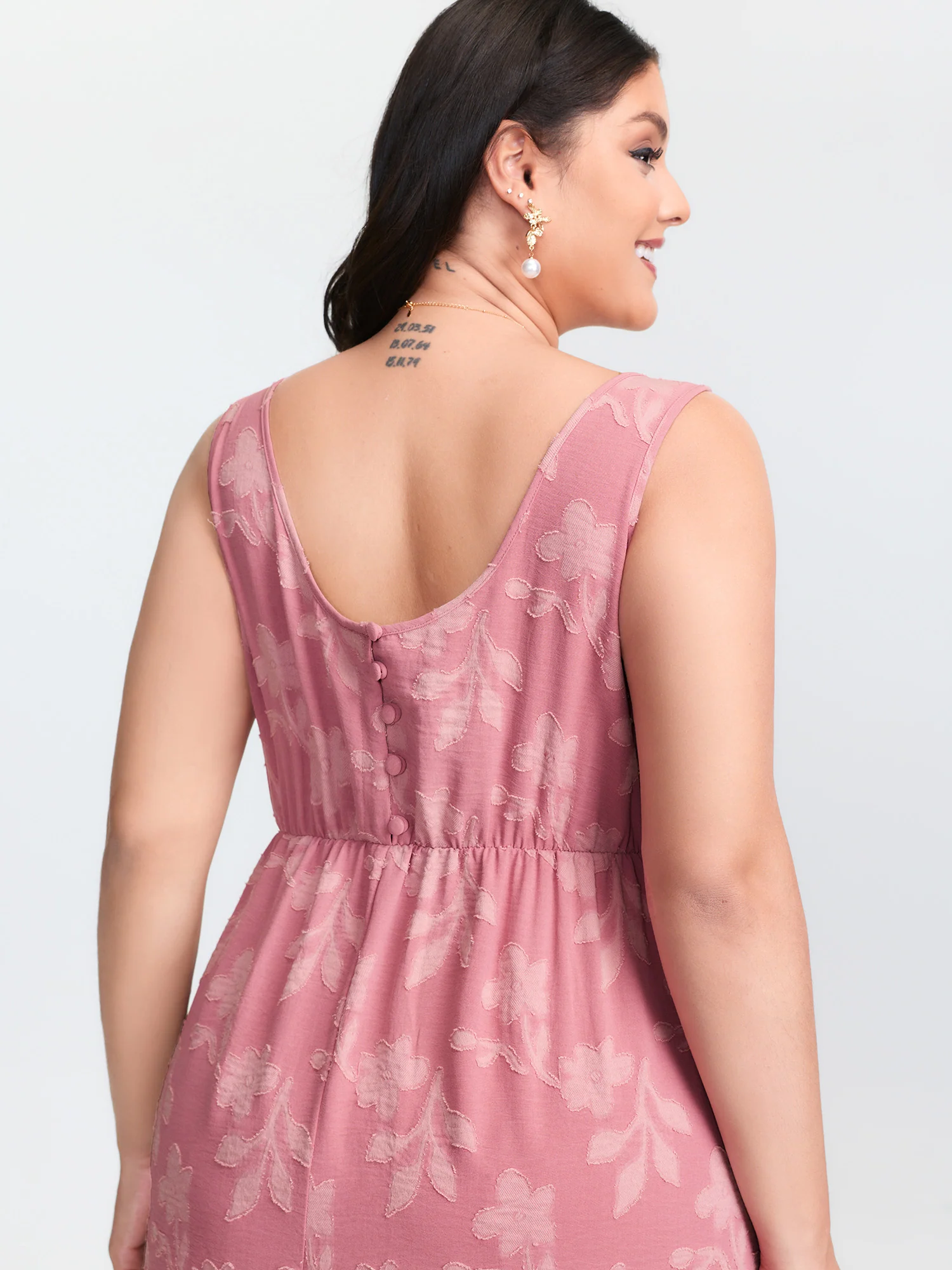 Soft Floral Pattern Ruffled Hem Midi Dress - Image 2