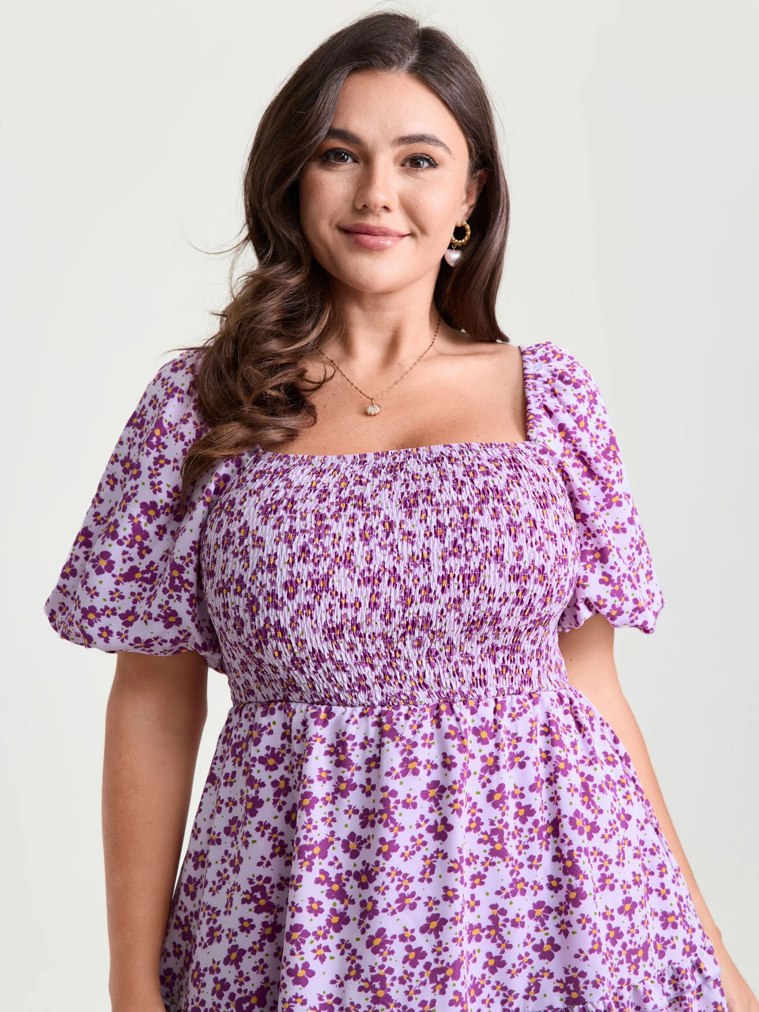 Soft Floral Print Cinched-Waist Mini Dress - Image 2