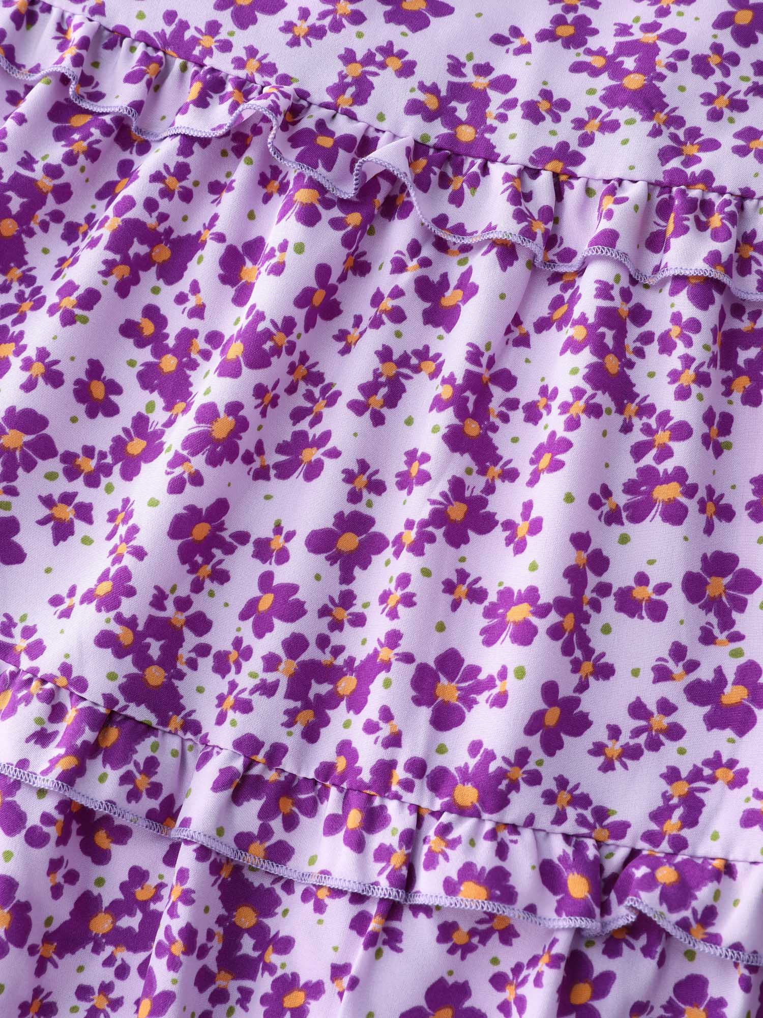 Soft Floral Print Cinched-Waist Mini Dress - Image 5