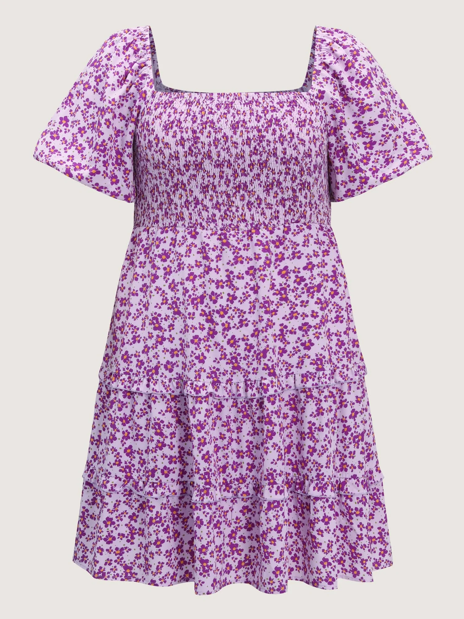 Soft Floral Print Cinched-Waist Mini Dress - Image 7