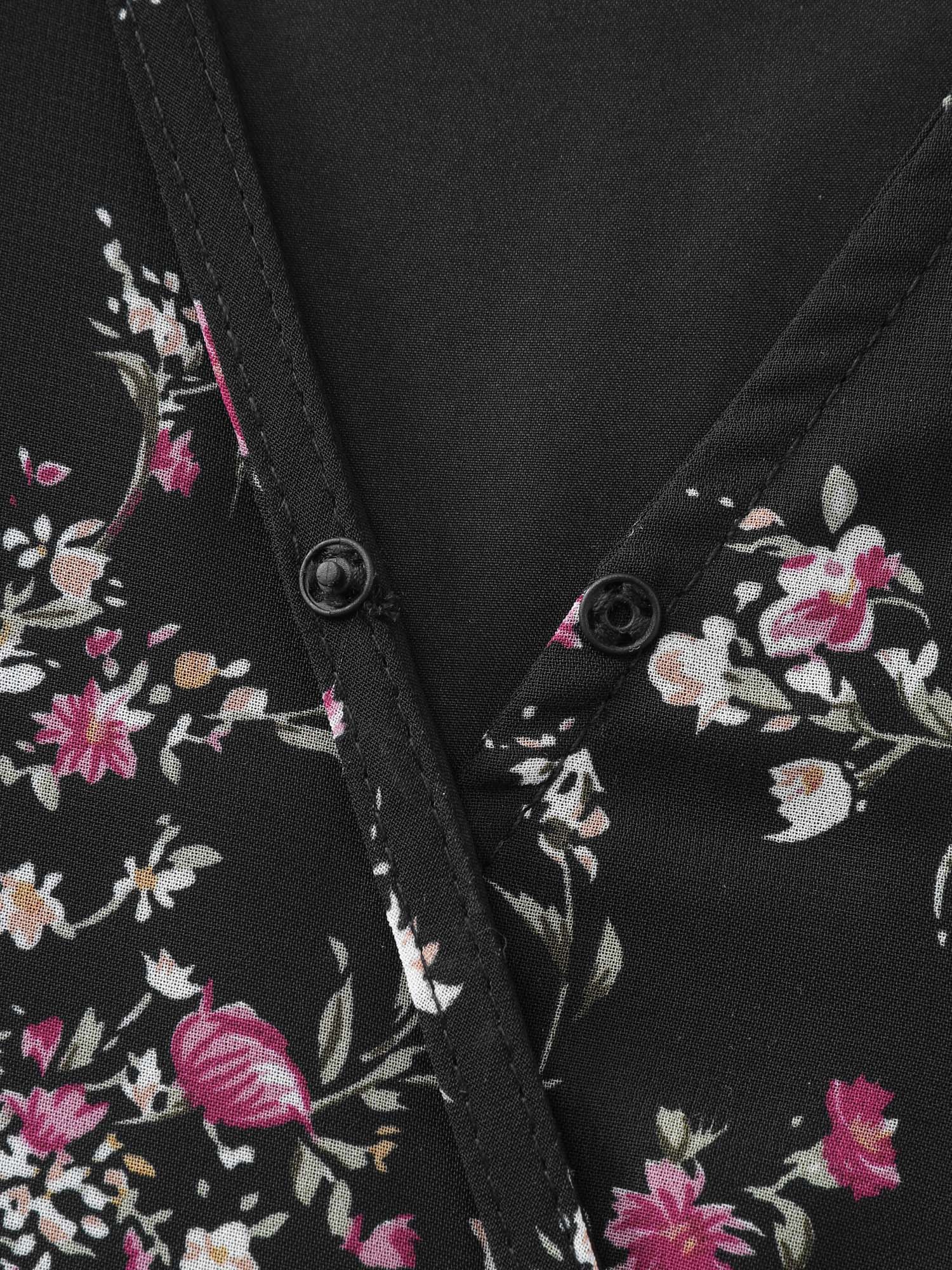 Soft Floral Print Lace Trim Midi Dress - Image 7