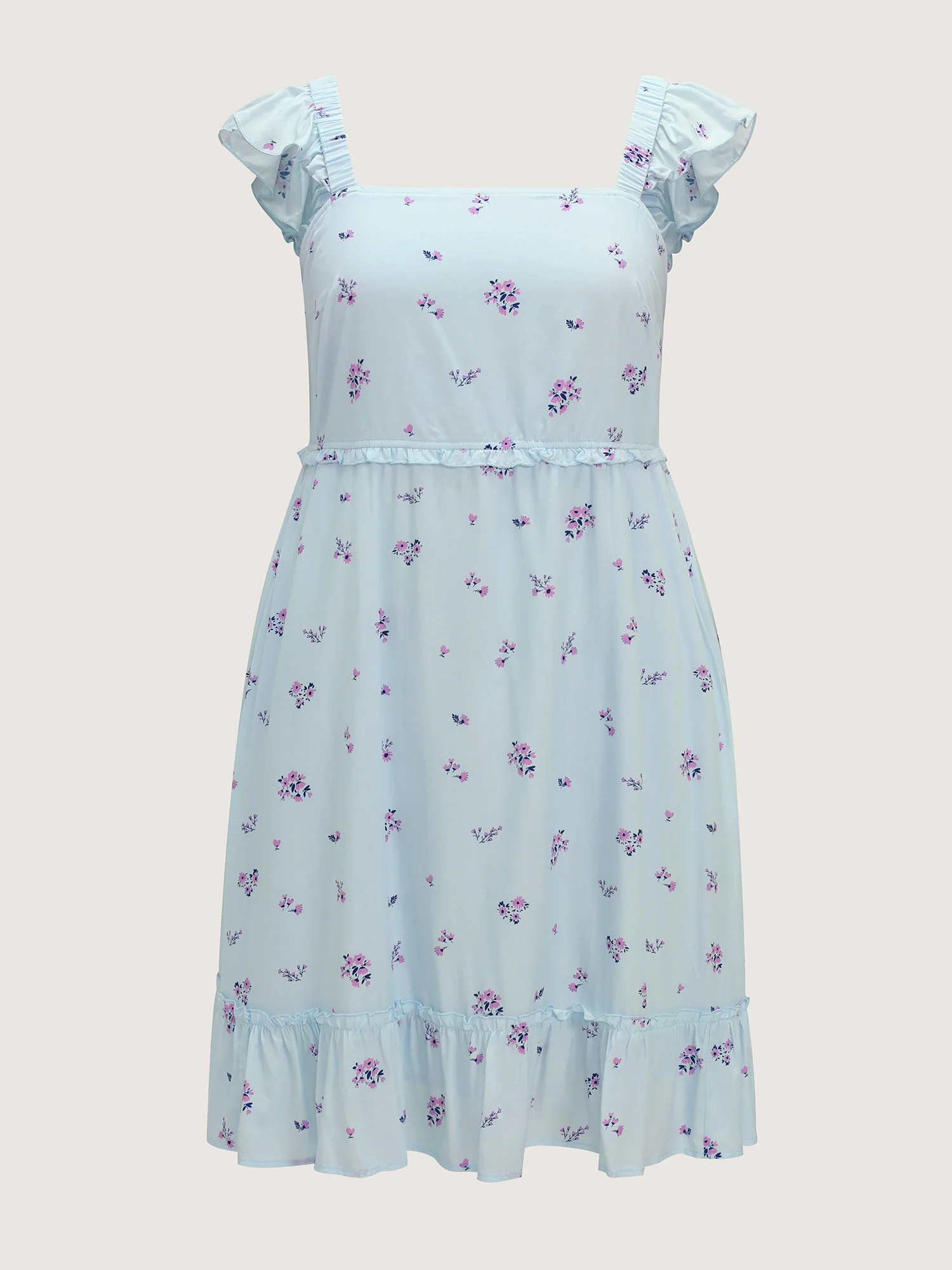 Soft Floral Print Ruffled Detail Mini Dress - Image 7