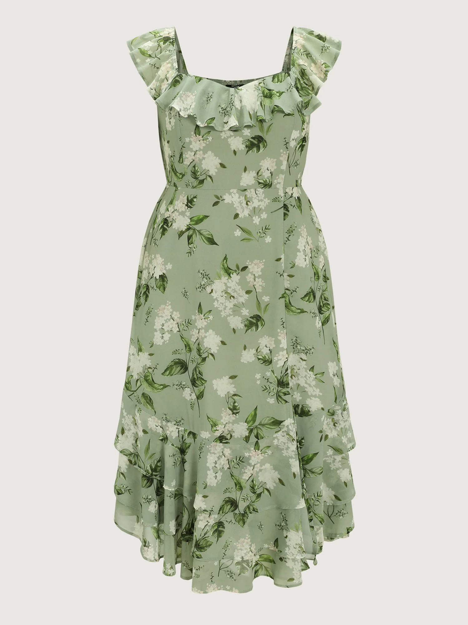 Soft Floral Print Ruffled Hem Midi Dress - Image 7