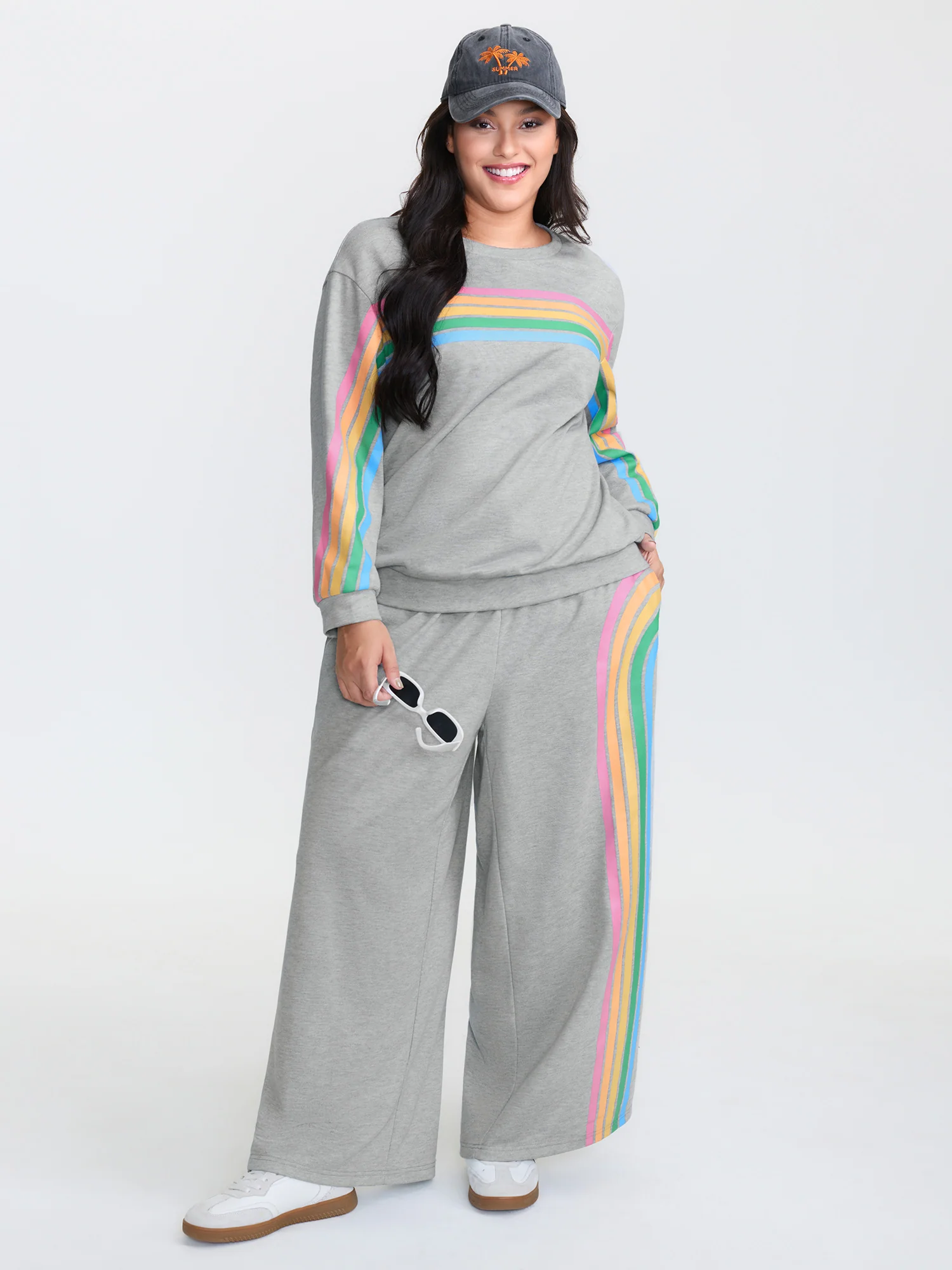 Soft Rainbow Print Round Neck Sweatshirt - Image 2