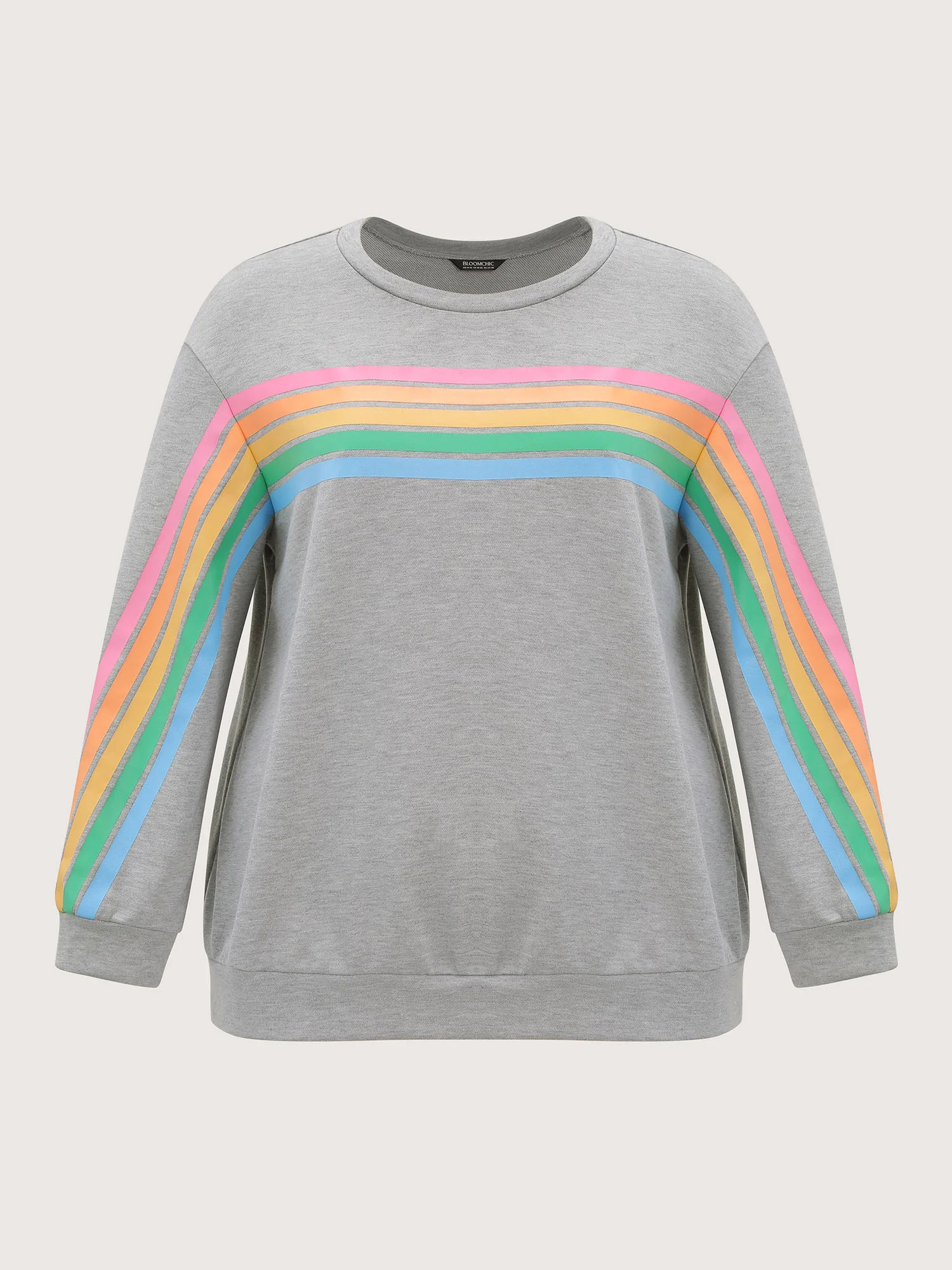 Soft Rainbow Print Round Neck Sweatshirt - Image 7