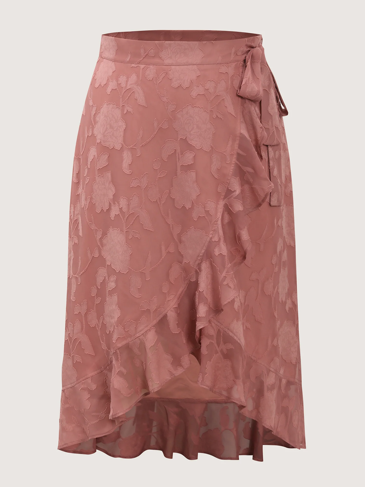 Soft Romance Jacquard High-Low Wrap Midi Skirt - Image 7