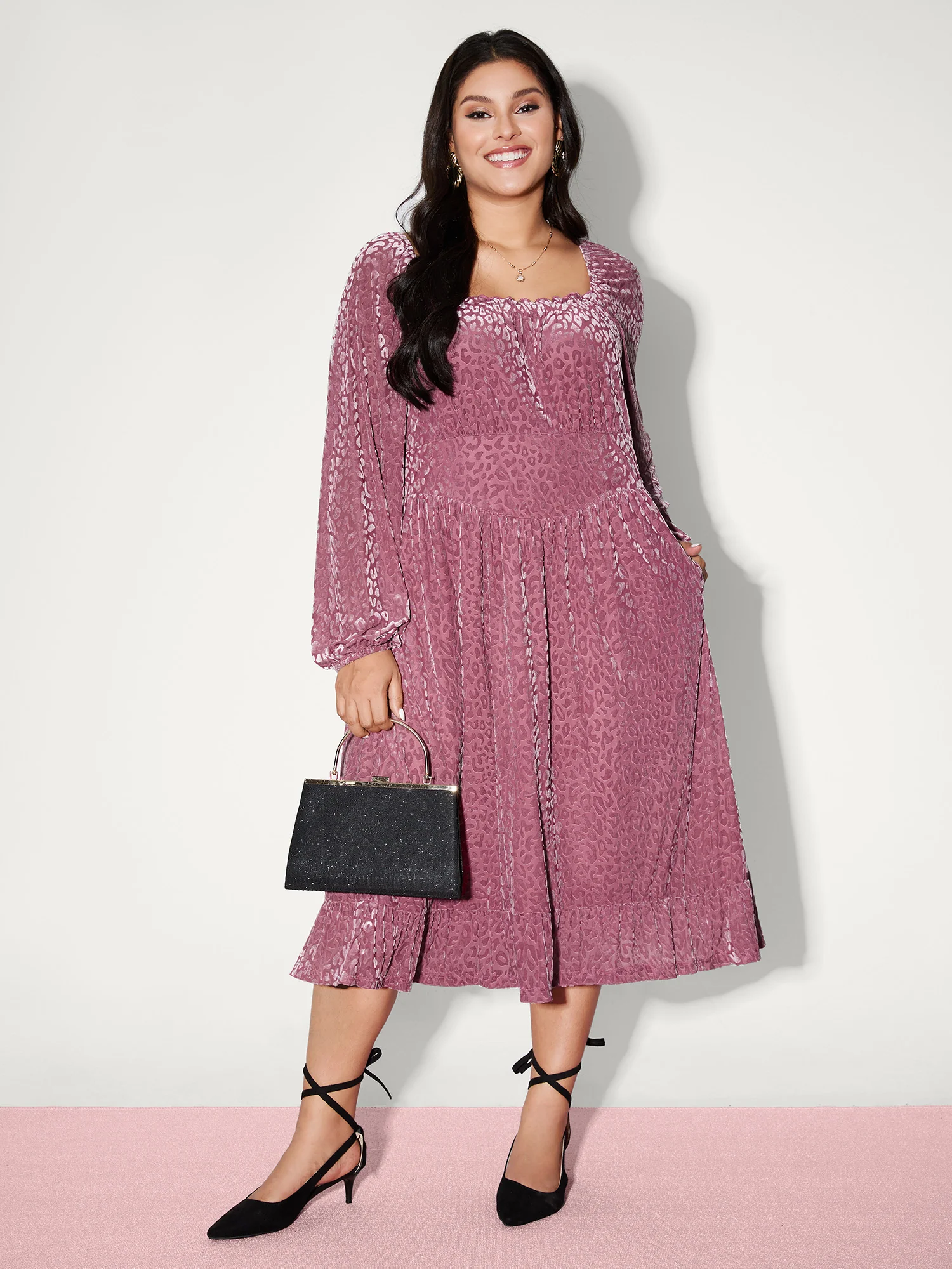 Soft Romance Leopard Print Shirred Waist Midi Dress - Image 2