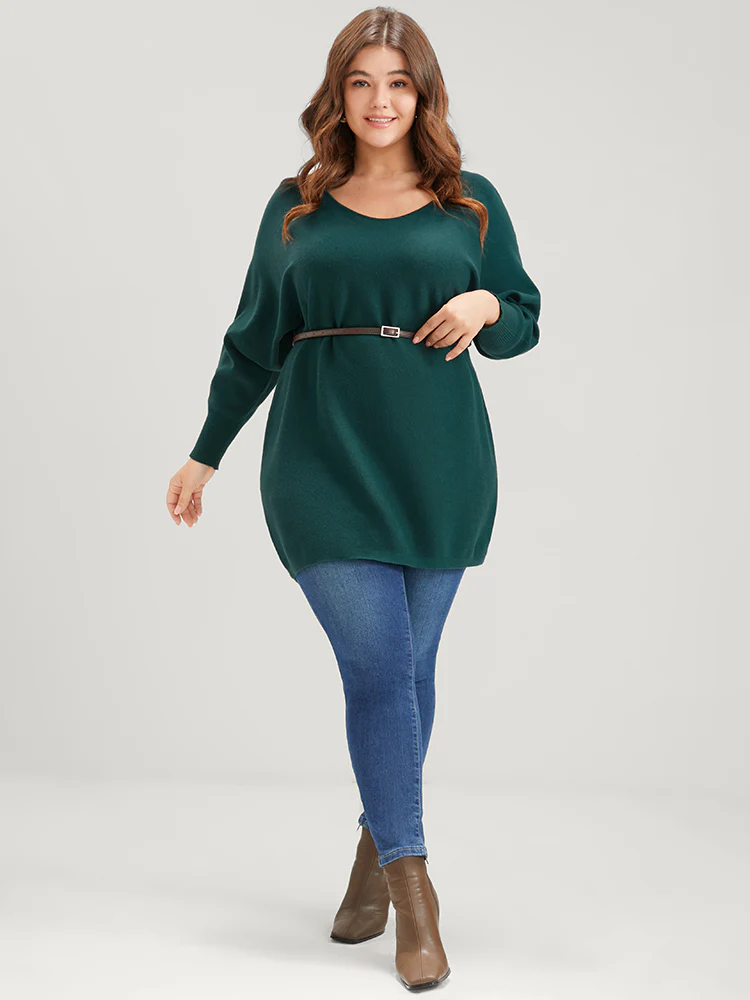 Solid Soft Sexy Yarn Knit Dolman Sleeve Cold Shoulder Knit Top - Image 2