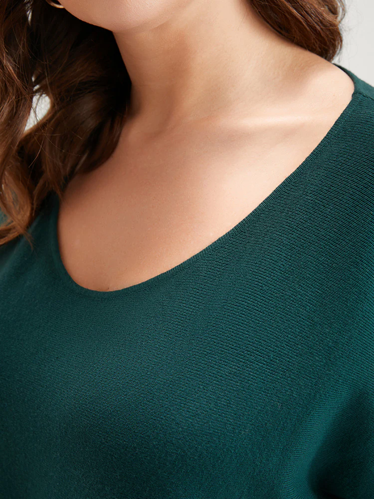 Solid Soft Sexy Yarn Knit Dolman Sleeve Cold Shoulder Knit Top - Image 6