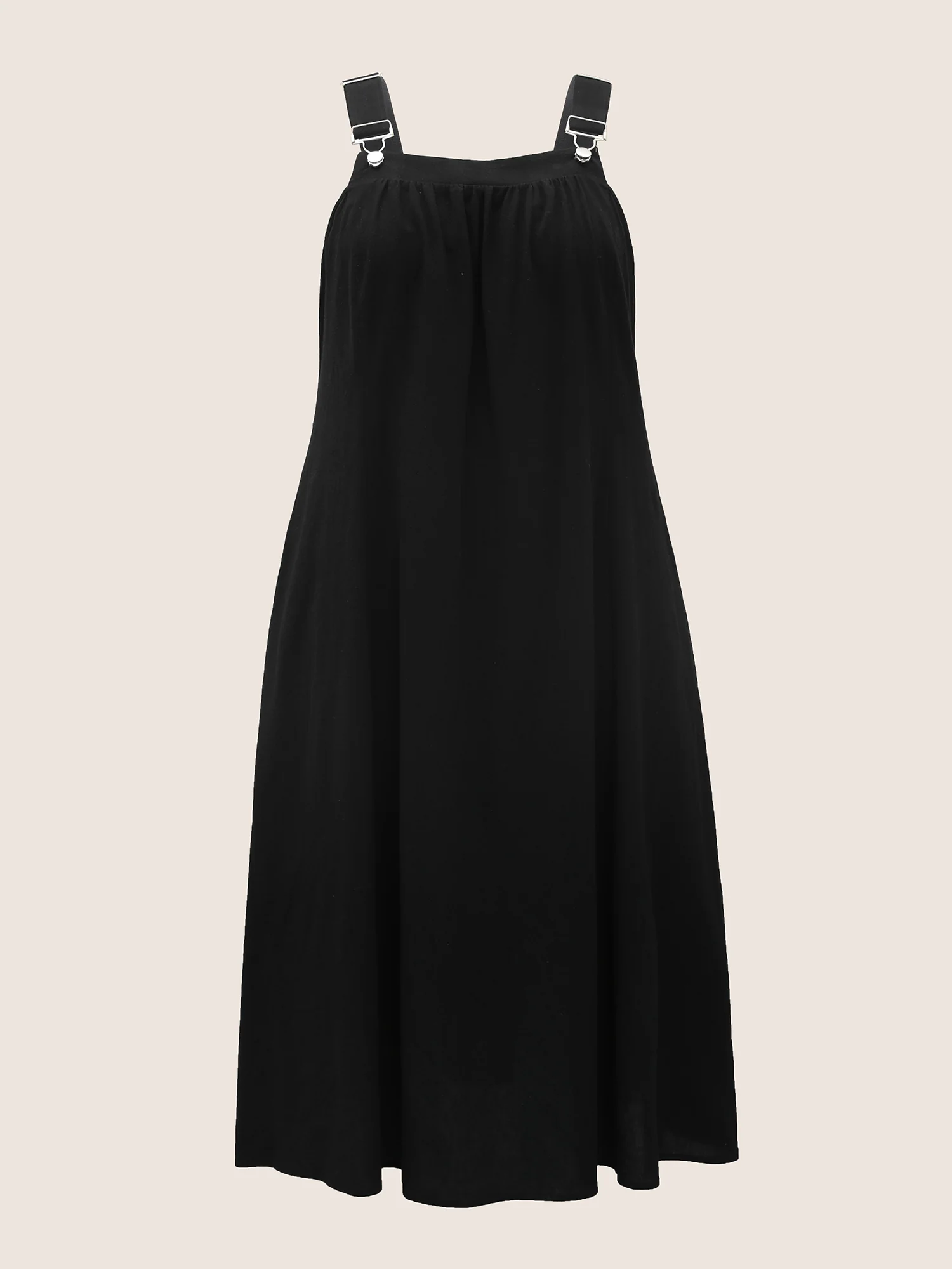 Cotton Solid Adjustable Straps Pocket Midi Dress - Image 11
