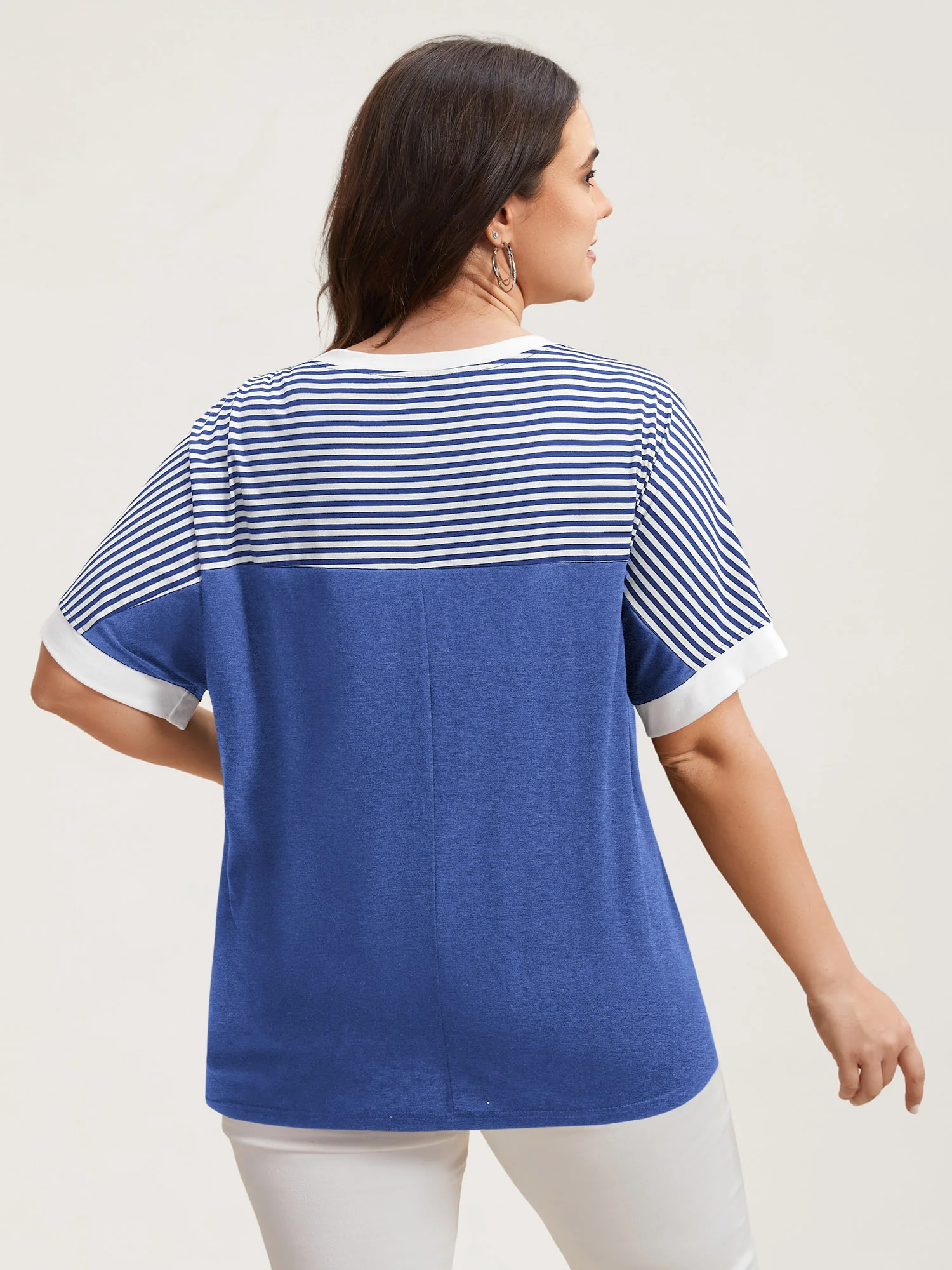 Solid and Striped Contrast Hem T-Shirt - Image 18