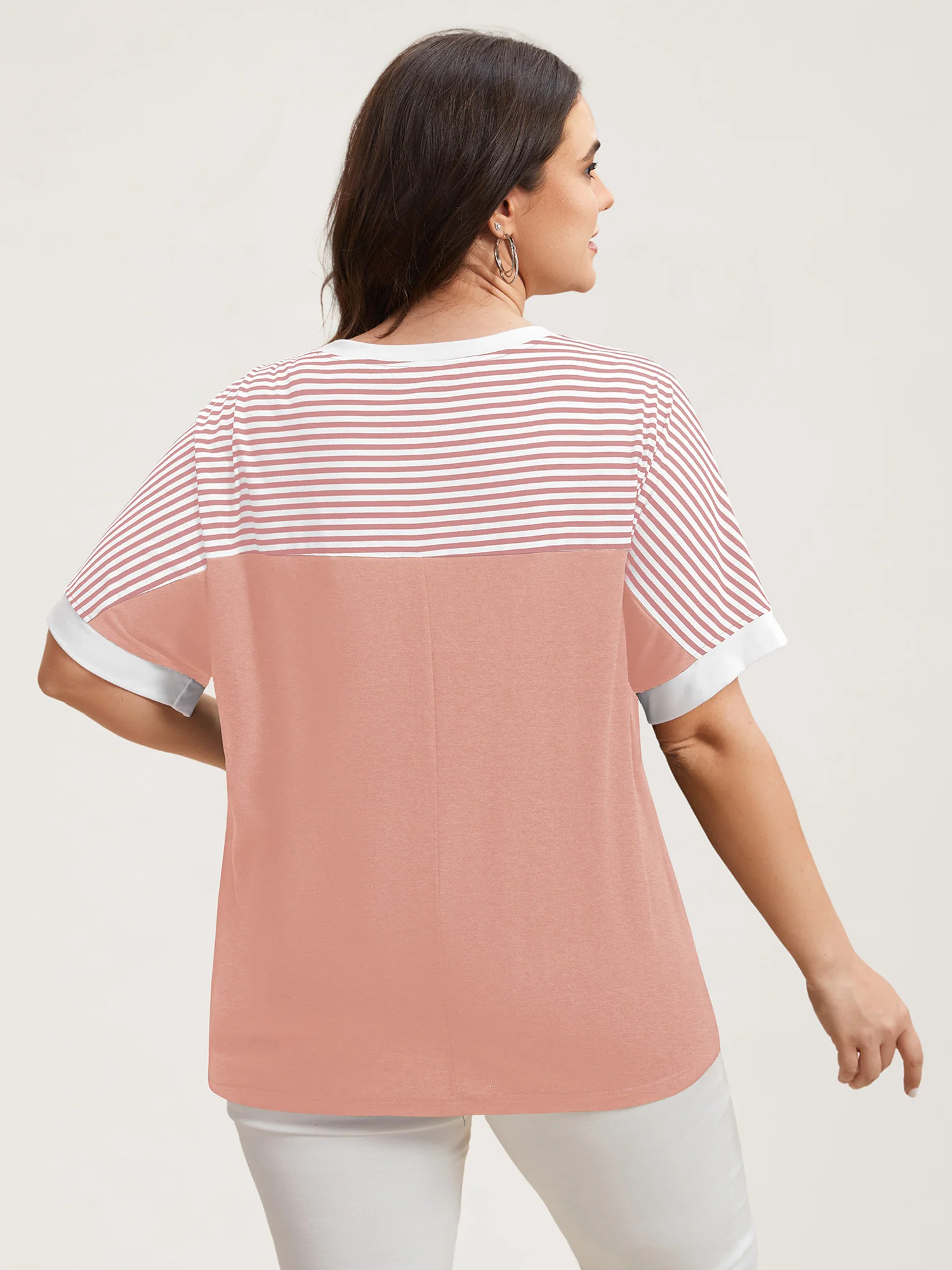 Solid and Striped Contrast Hem T-Shirt - Image 21