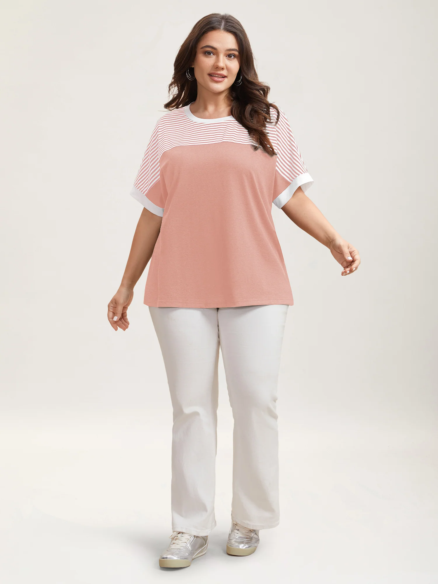Solid and Striped Contrast Hem T-Shirt - Image 22