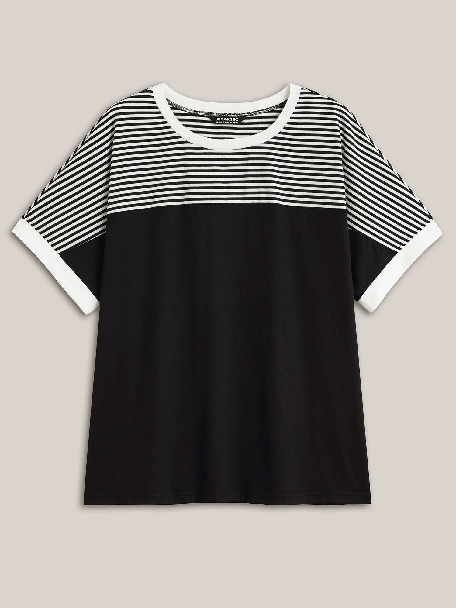 Solid and Striped Contrast Hem T-Shirt - Image 8
