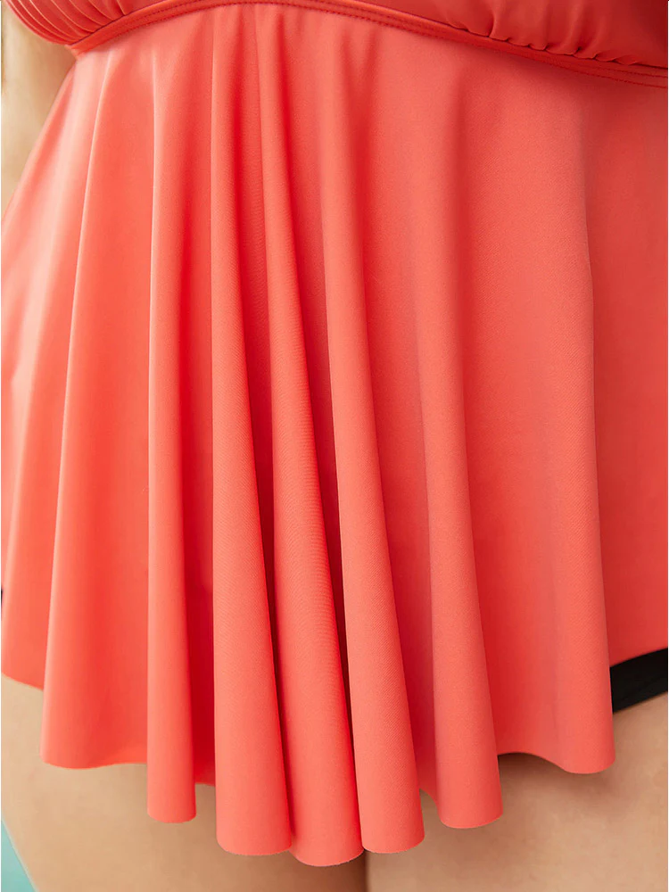 Solid Asymmetrical Hem A Line Tankini Top - Image 6