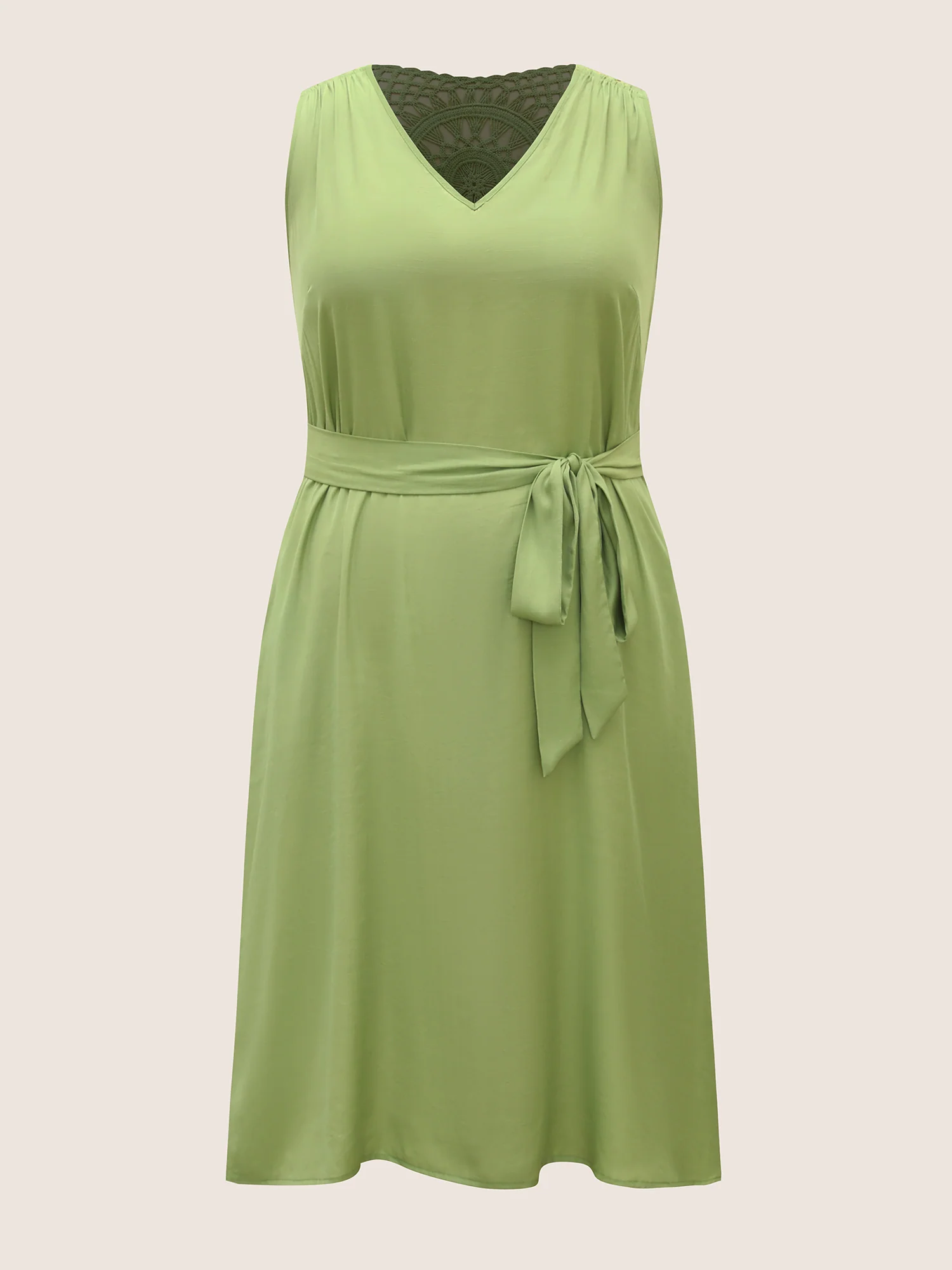 Solid Back Cut Out Belted Dress - Image 7
