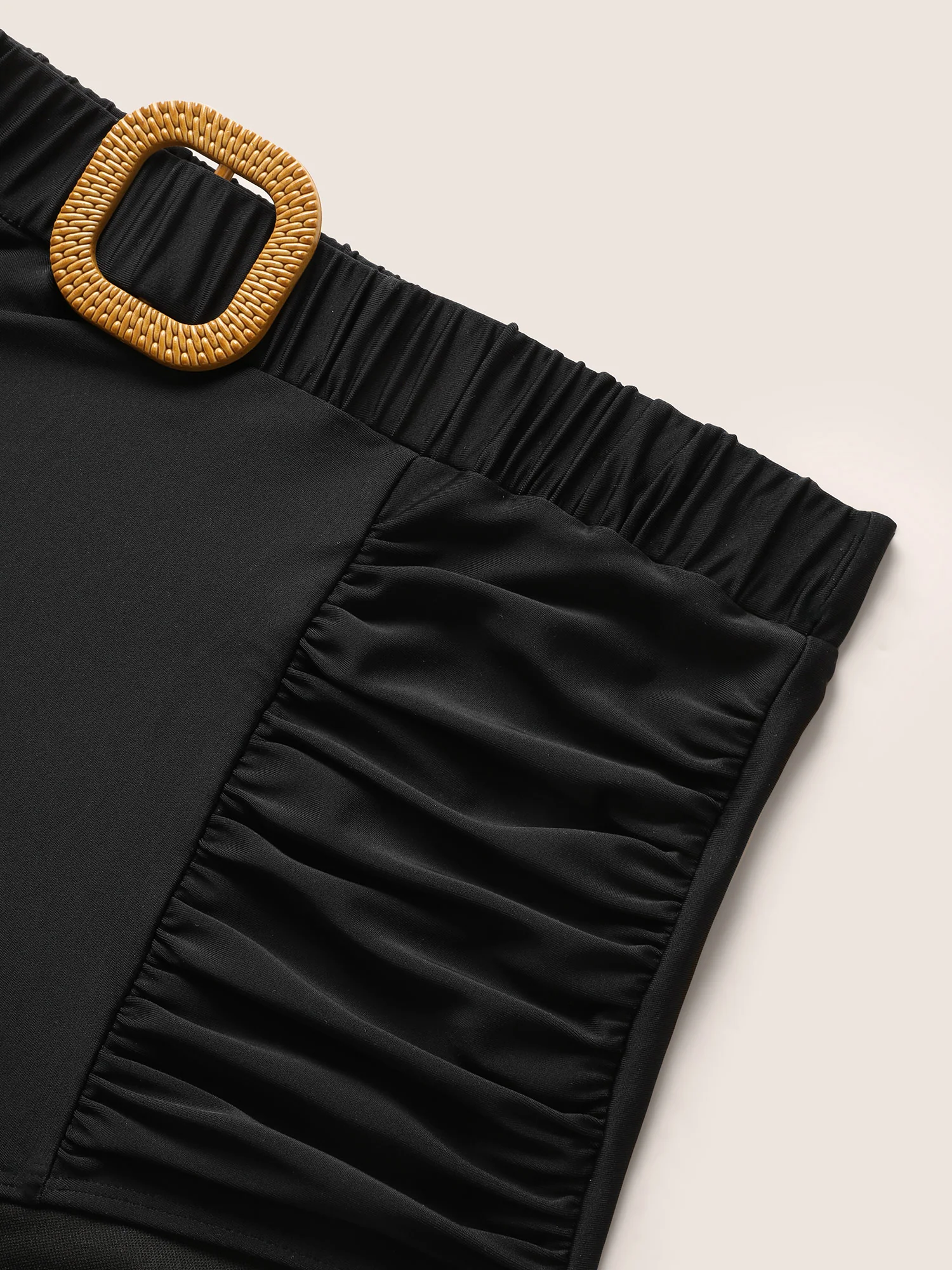 Solid Buckle Detail Ruched Swim Bottom - Image 5