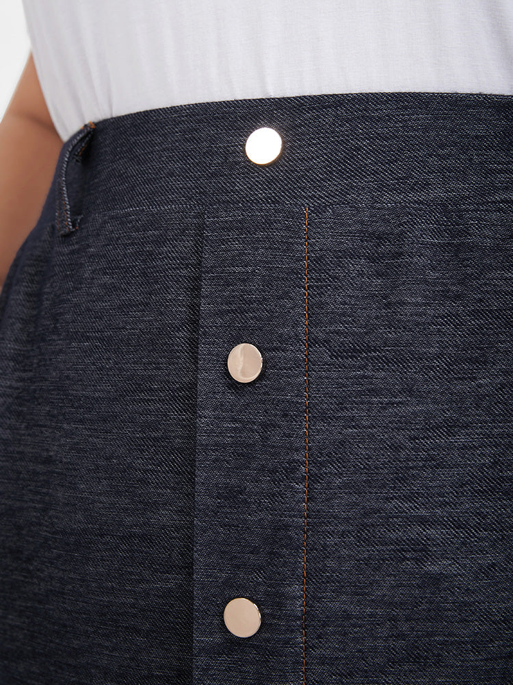 Solid Button Pocket Regular Skirt - Image 6