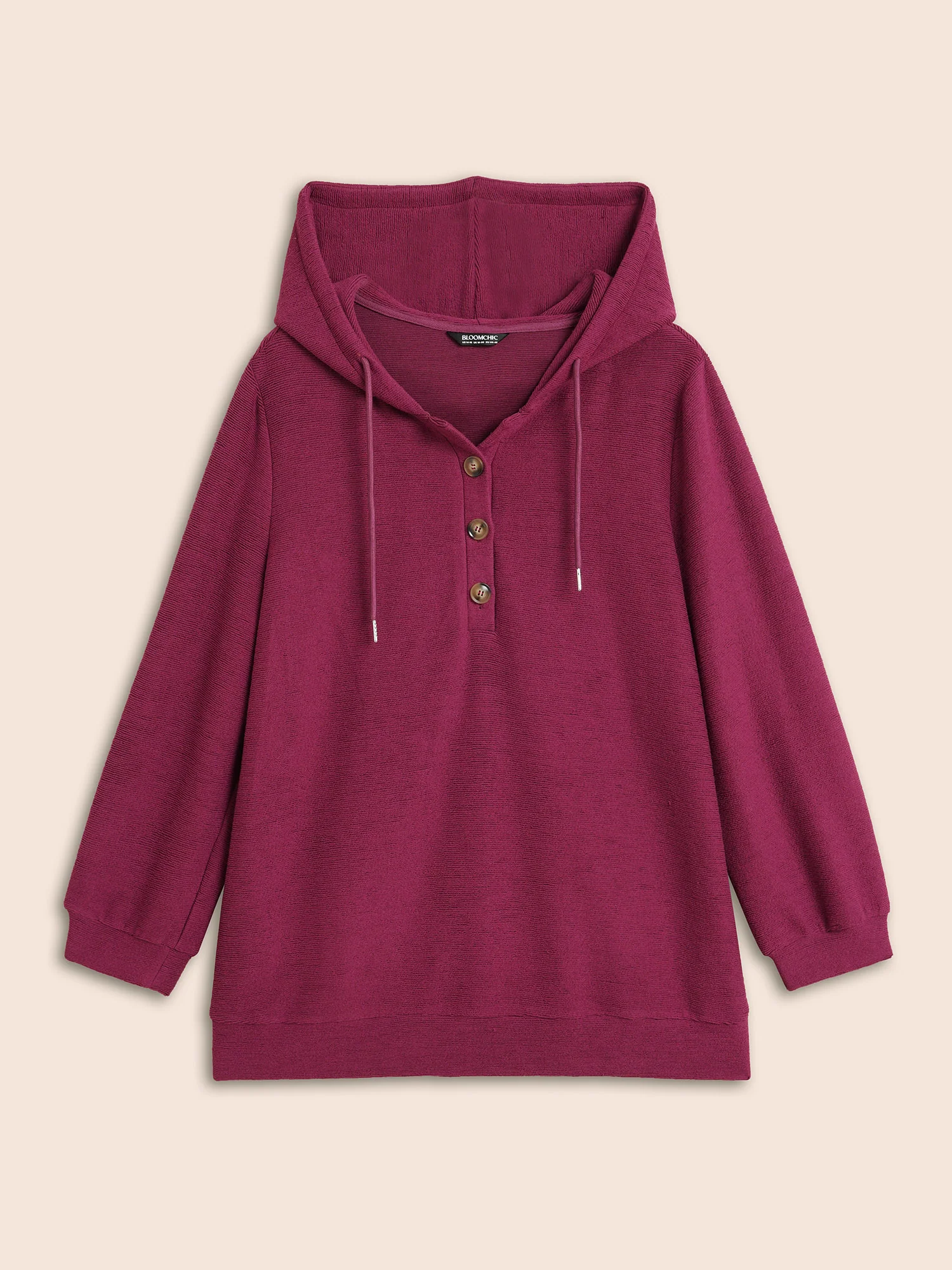 Solid Button Up Hooded Drawstring Sweatshirt - Image 7