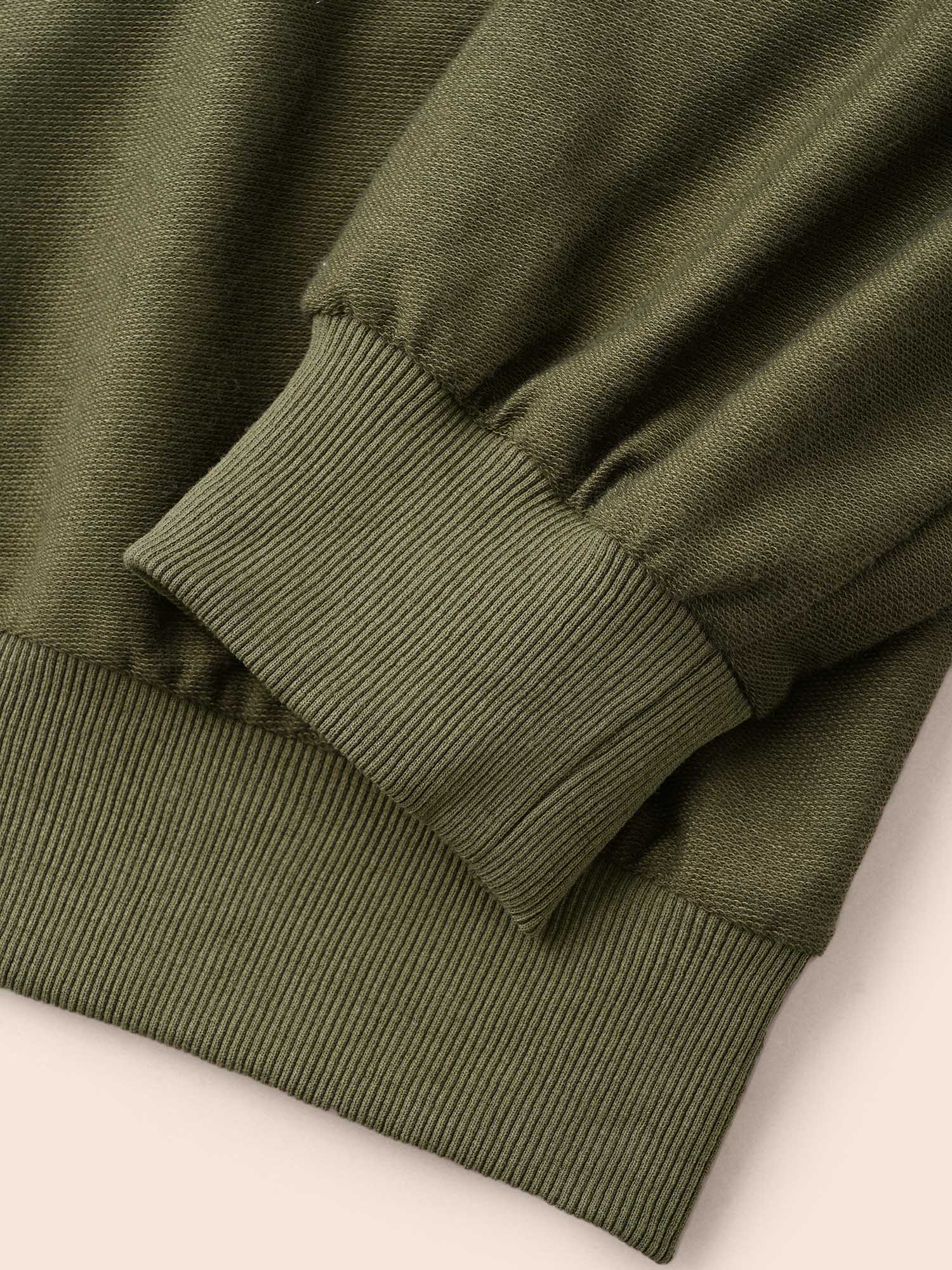 Solid Button Up Raglan Sleeve Hooded Sweatshirt - Image 5