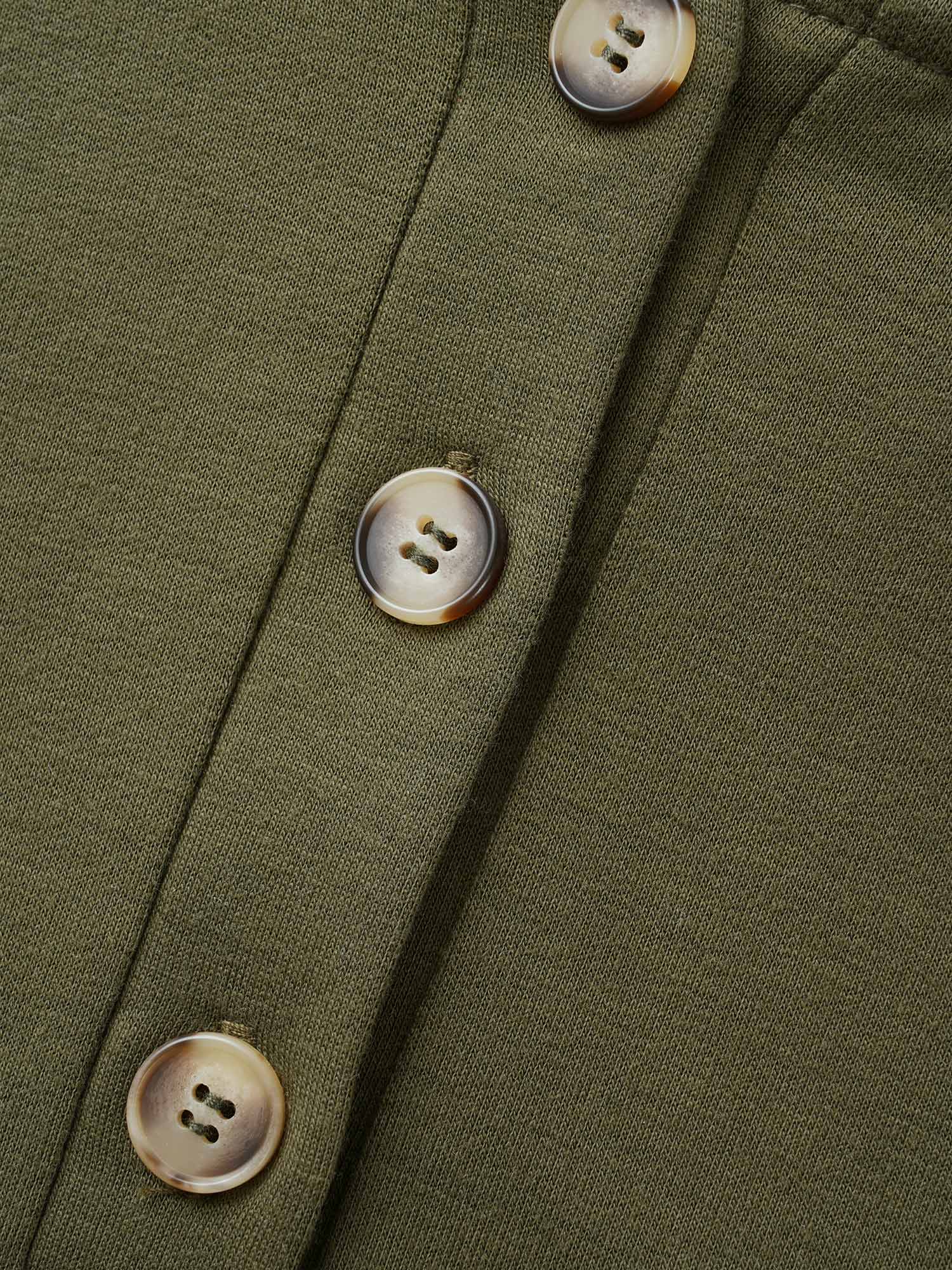 Solid Button Up Raglan Sleeve Hooded Sweatshirt - Image 6