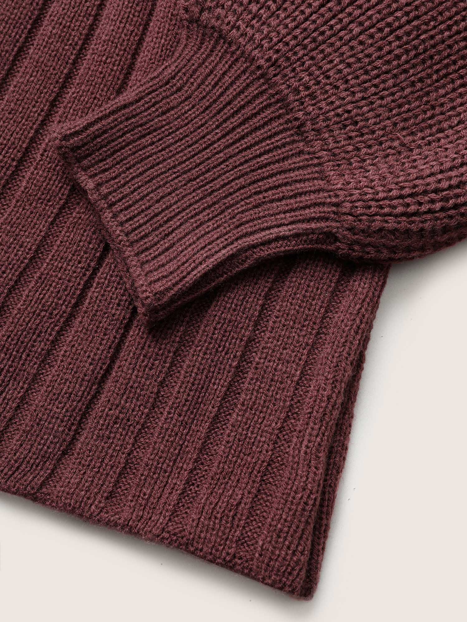 Solid Cable Knit Elastic Waist Pullover - Image 6