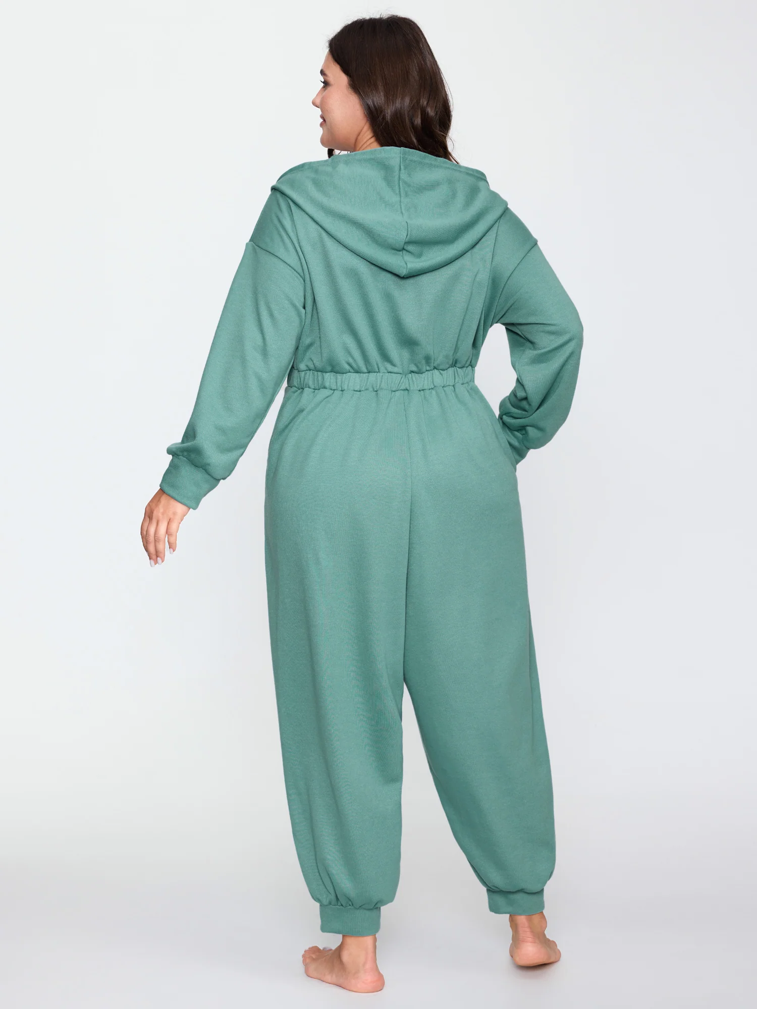 Solid Color Drawstring Waist Lounge Jumpsuit - Image 4