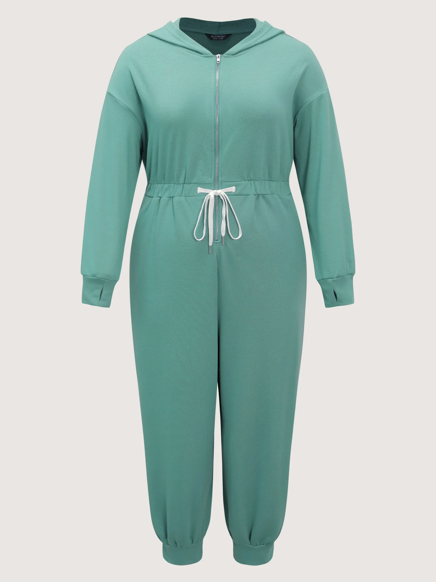 Solid Color Drawstring Waist Lounge Jumpsuit - Image 5