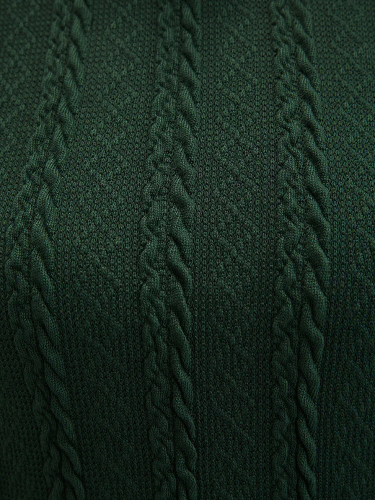 Solid Contrast Lace Cable Knit Long Tee - Image 8
