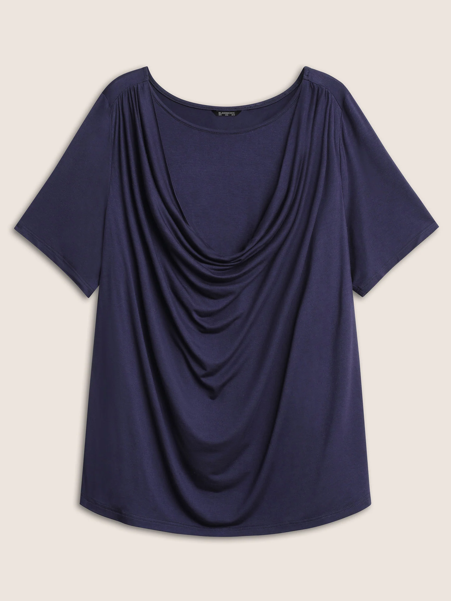Solid Cowl Neck Gathered T-shirt - Image 6