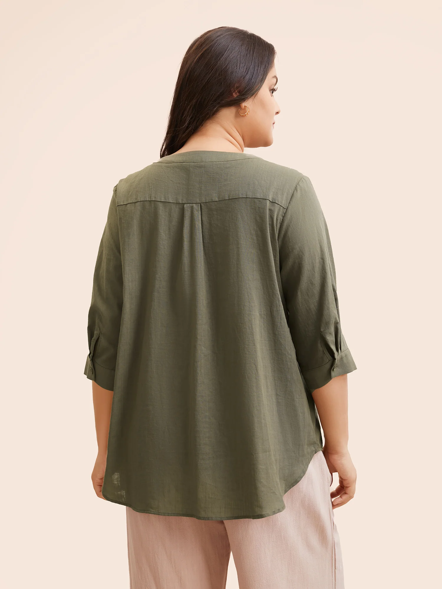 Solid Cross Straps Pleated Blouse - Image 5