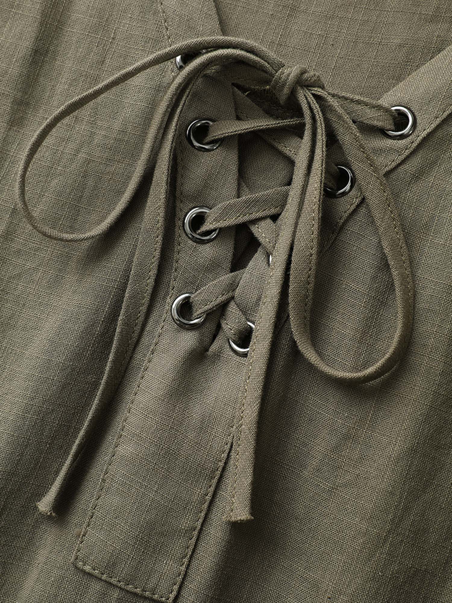 Solid Cross Straps Pleated Blouse - Image 6