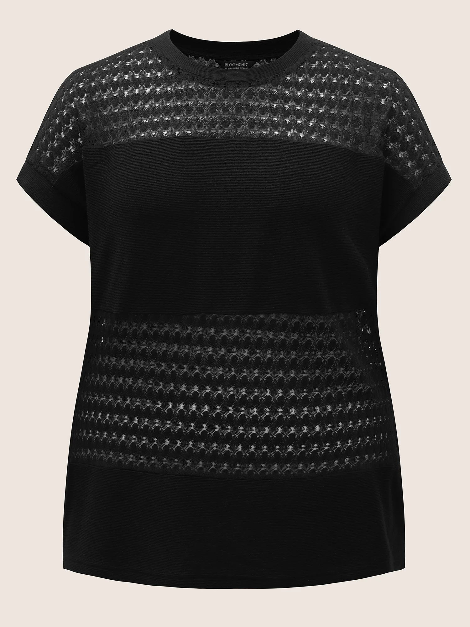 Solid Cut Out Patchwork Split Hem T-shirt - Image 7