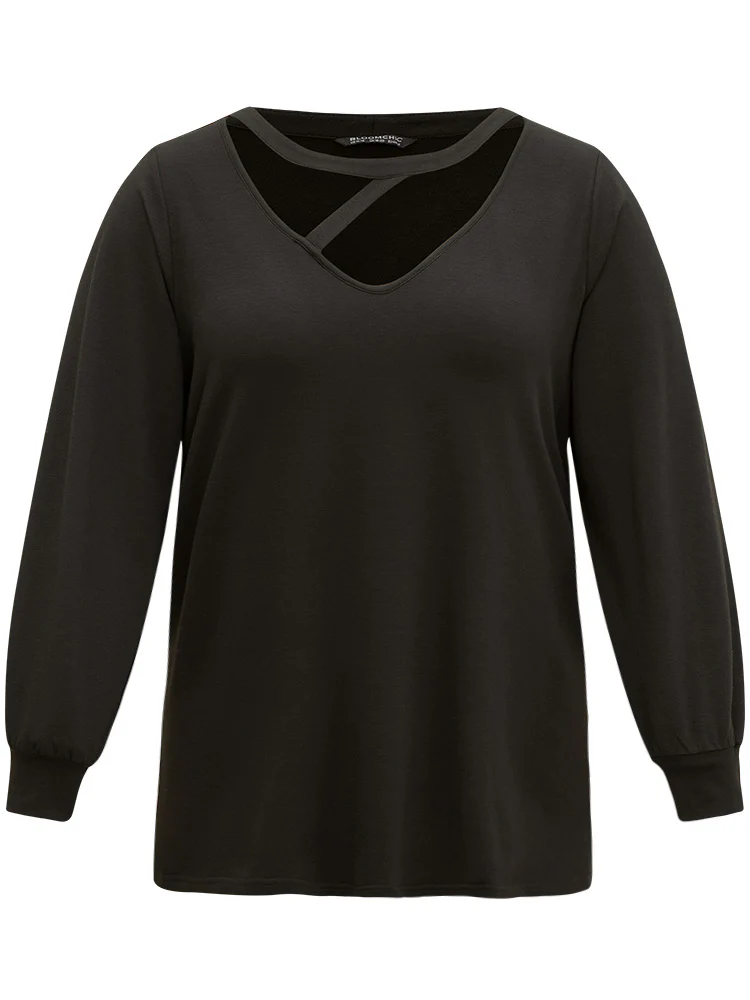 Solid Cut Out Sweatshirt - Image 7
