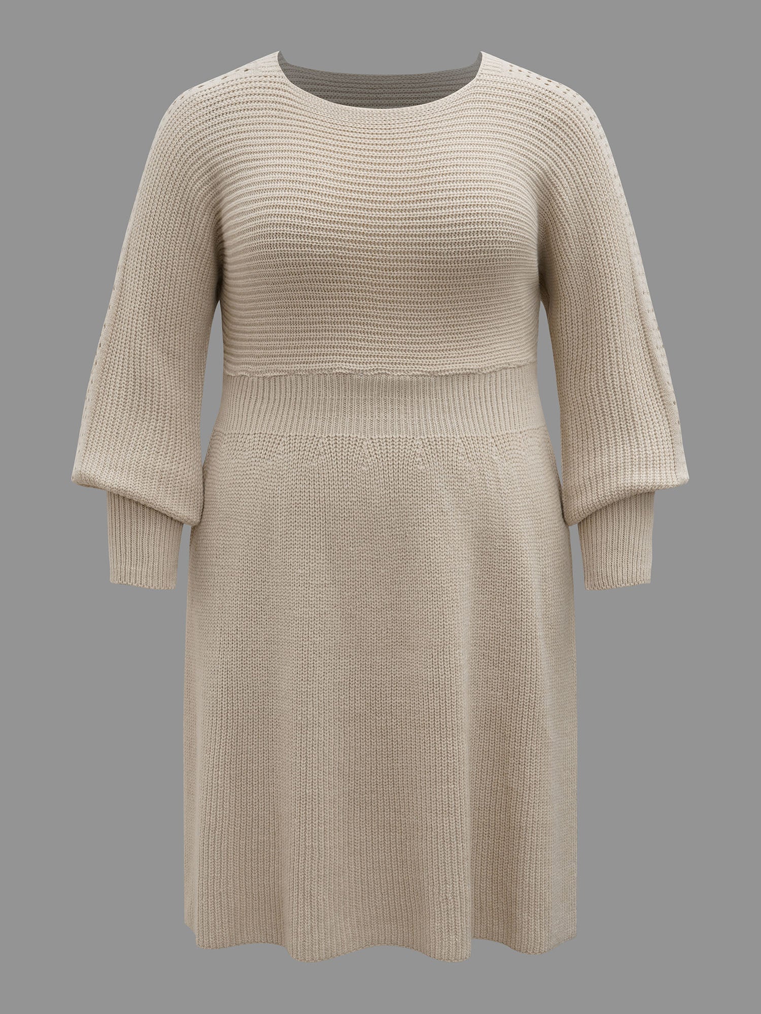 Solid Dolman Sleeve Cable Knit Dress - Image 7