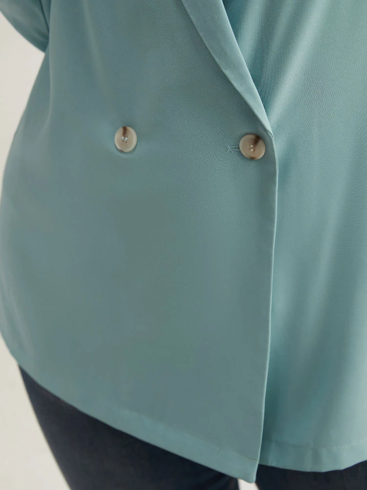 Solid Double Breasted Lapel Collar Blazer - Image 8